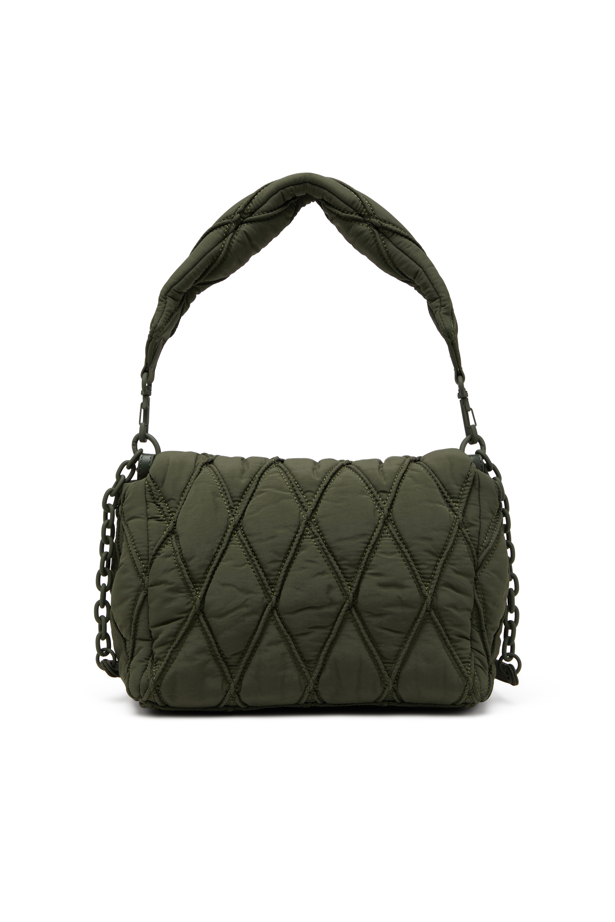 Women's Charm-D M-Shoulder bag in quilted nylon | Green | Diesel