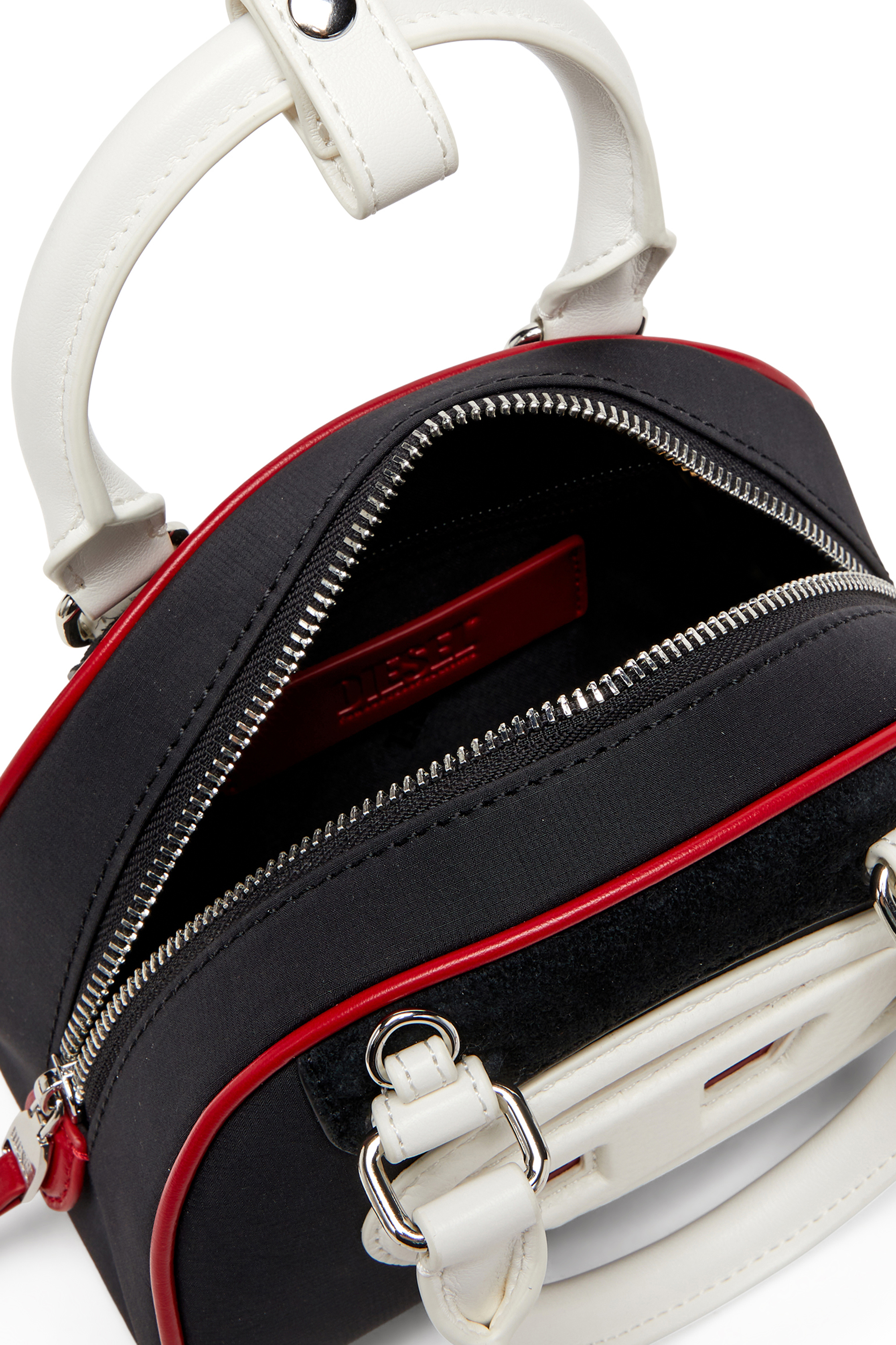 Diesel - 1DR DOME CROSSBODY, Woman's 1DR Dome-Colour-block small bowling bag in Black/White - 3