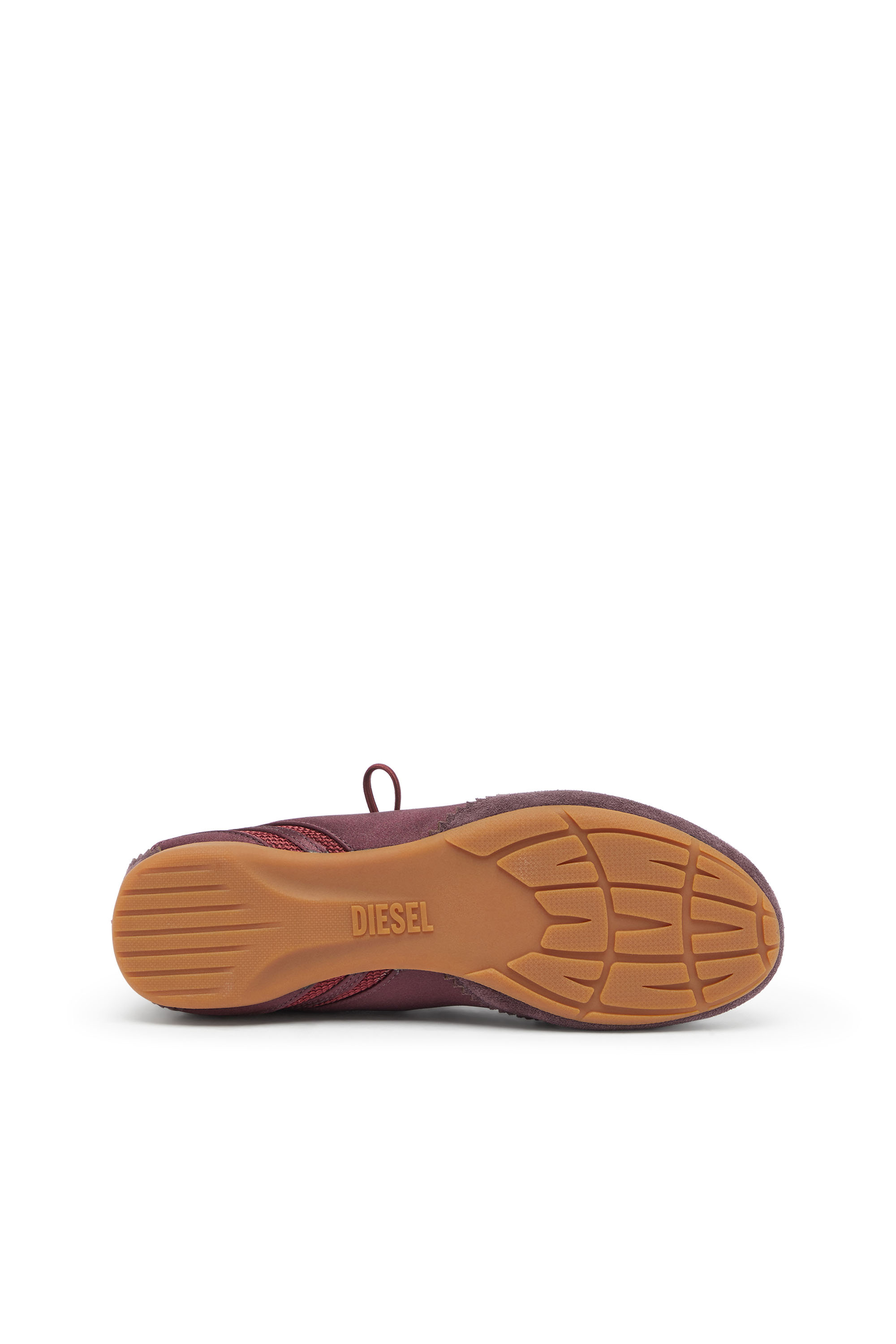 Diesel - D-MILE BALLERINA LACE UP II W, Woman's D-Mile - Lace-up ballerina flats in leather and mesh in Burgundy - 5