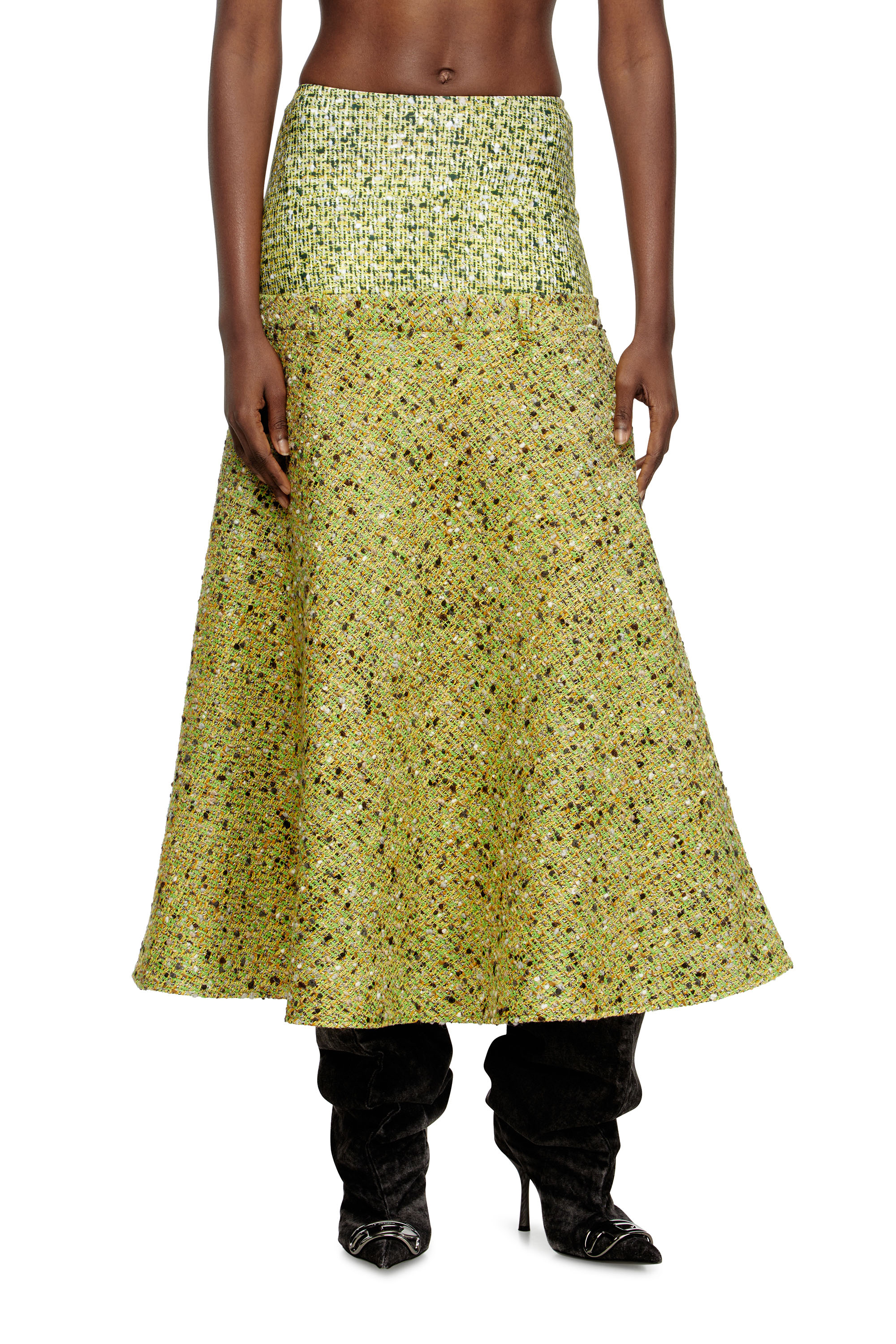 Diesel - O-GRACE-MIX, Woman's Bouclé skirt with lycra waist in Green - 1