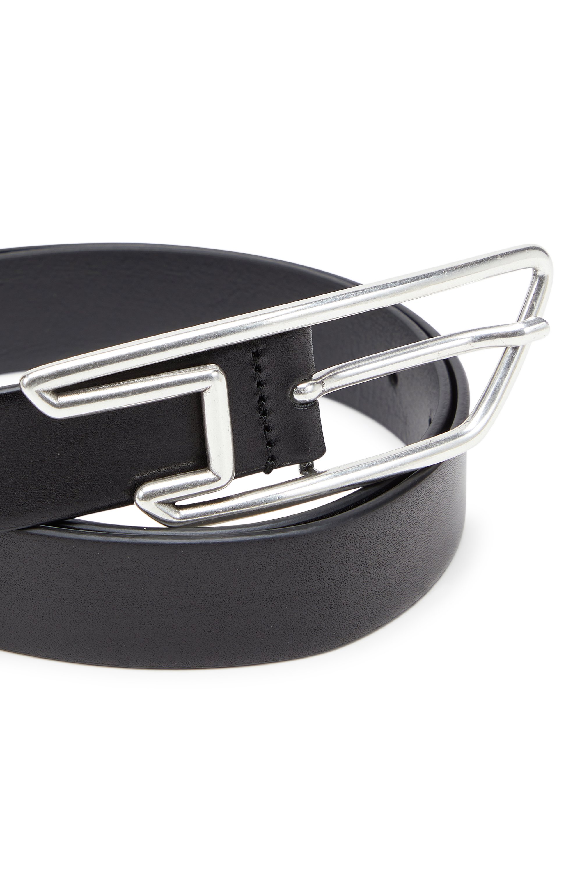 Diesel - B-D LINE 30, Unisex's 3cm leather belt with D-logo buckle in Black - 2