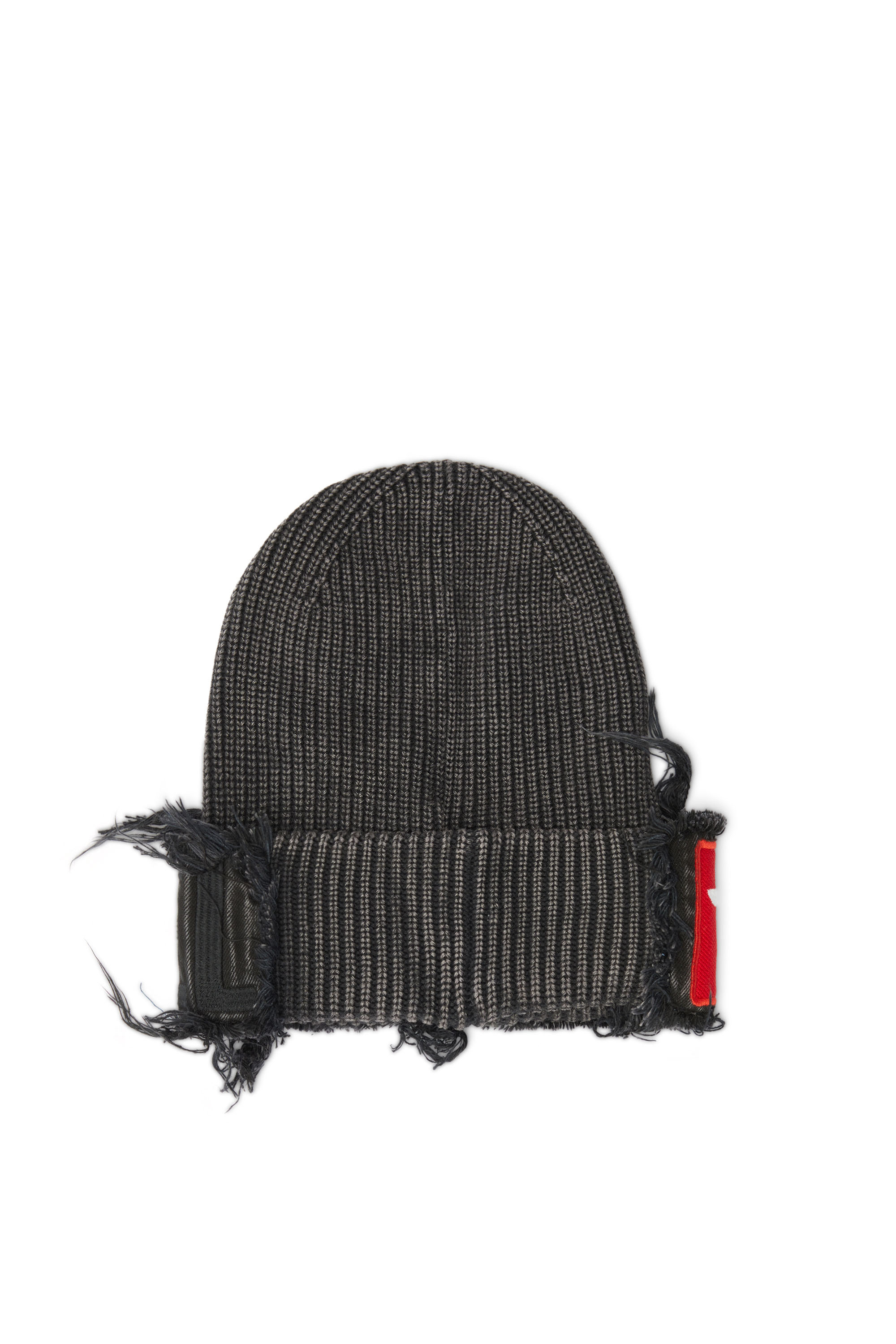 Diesel - K-FROK, Unisex's Denim effect beanie with bold patch detail in Black - 2