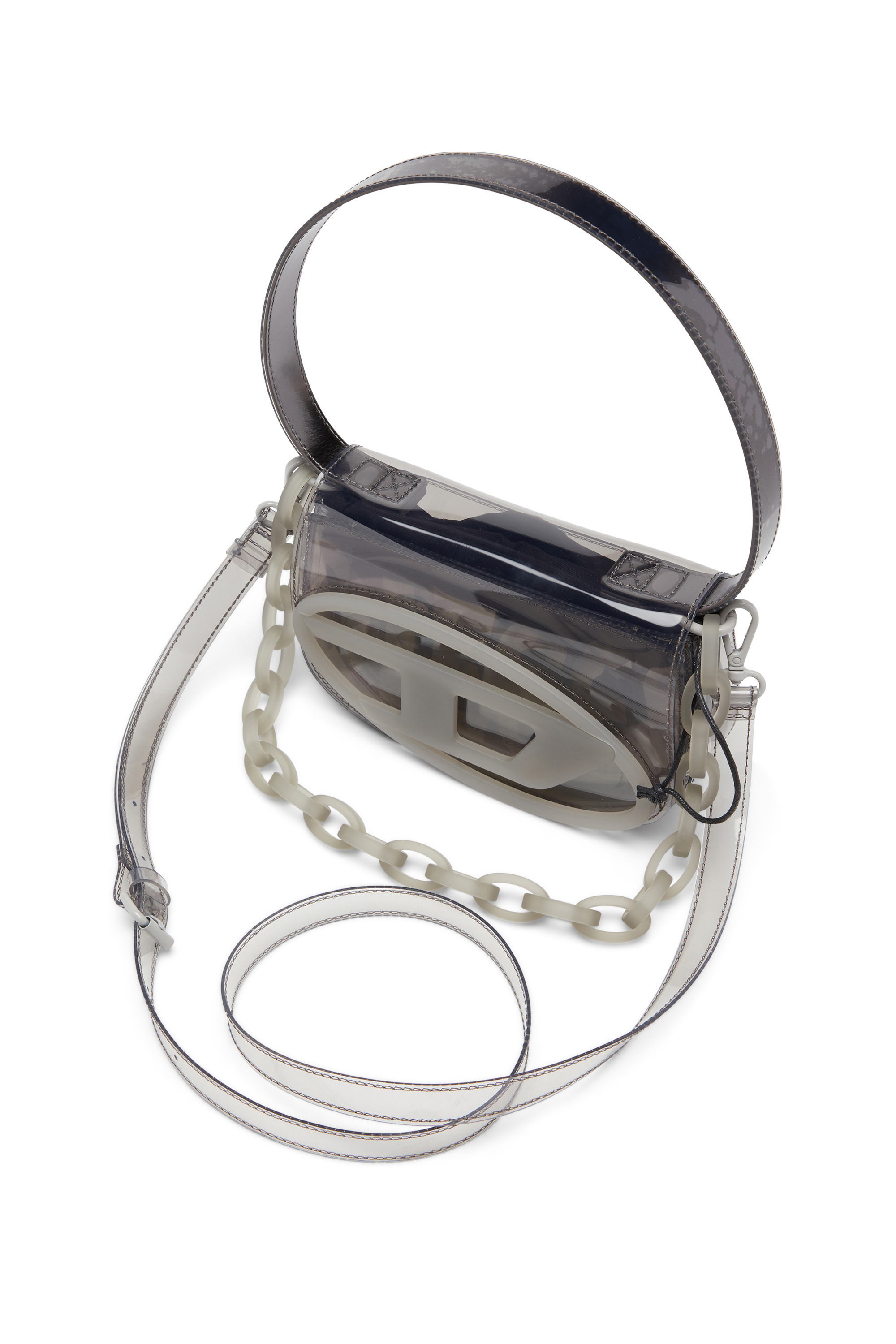 Diesel - 1DR, Woman's 1DR-Iconic shoulder bag in transparent TPU in Grey - 5