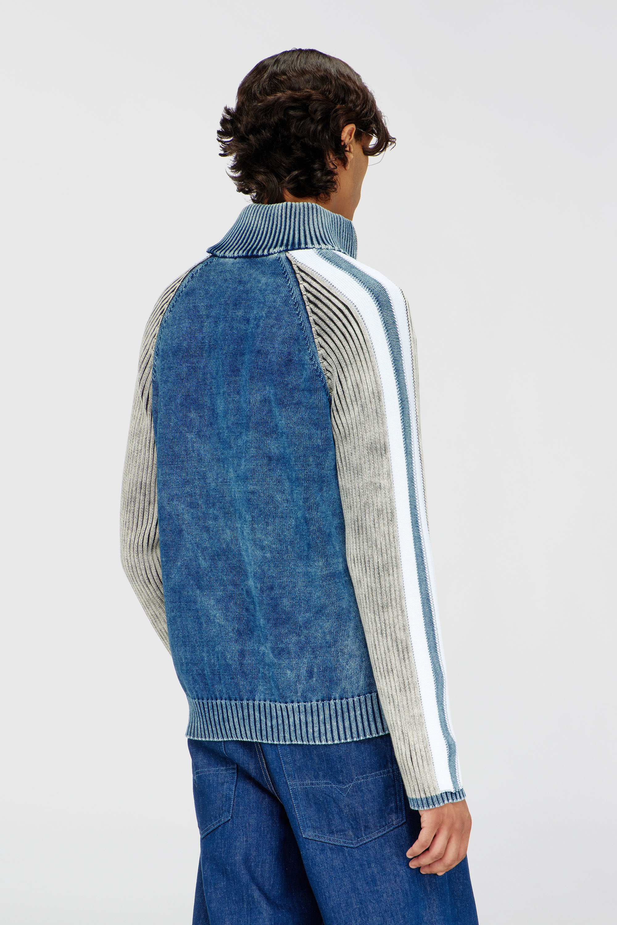 Men's Zip-up cardigan with sporty bands | Multicolor | Diesel TR