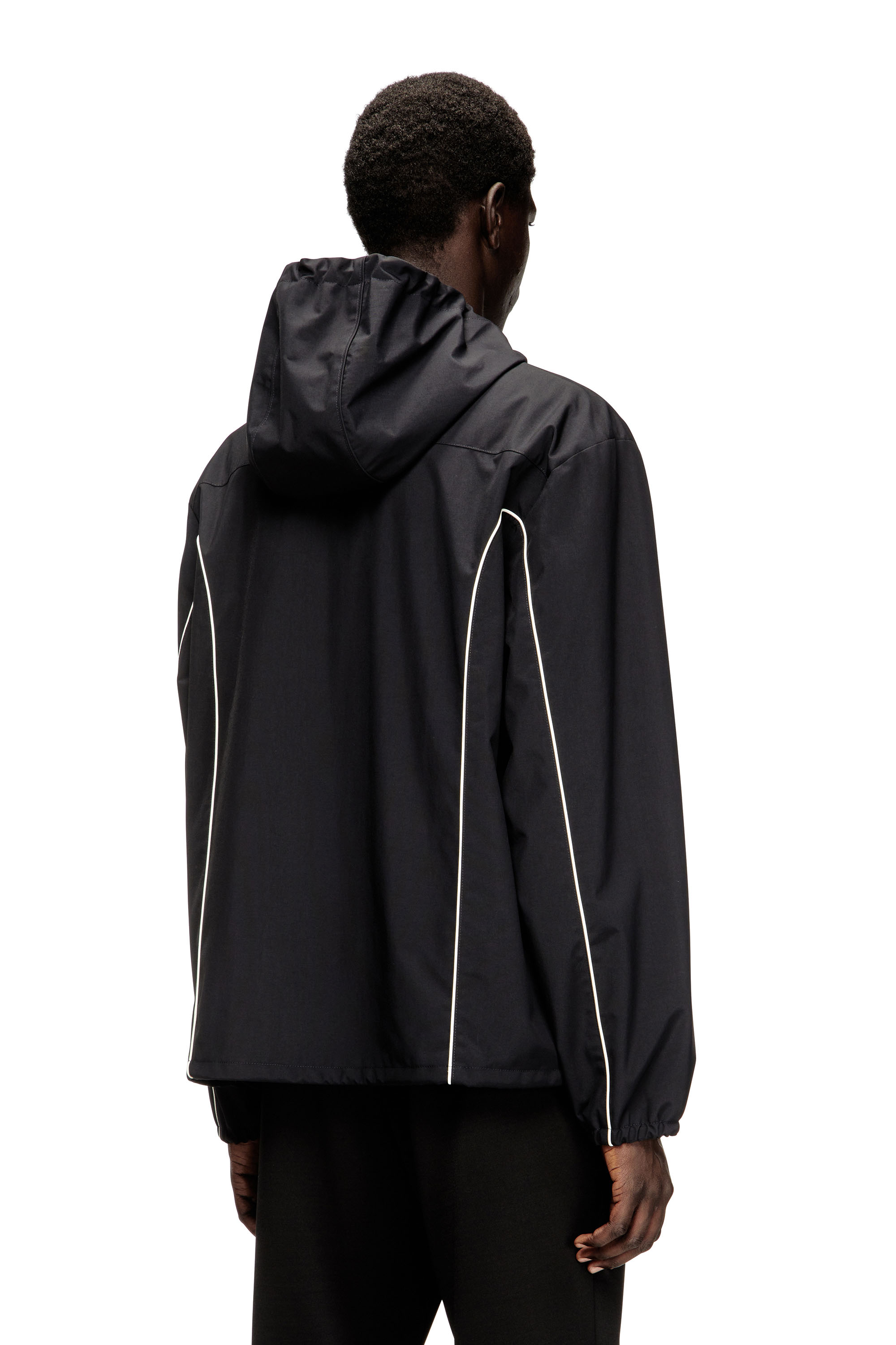 Diesel - J-HIVES-WRD, Man's Windbreaker with contrast piping in Black - 4