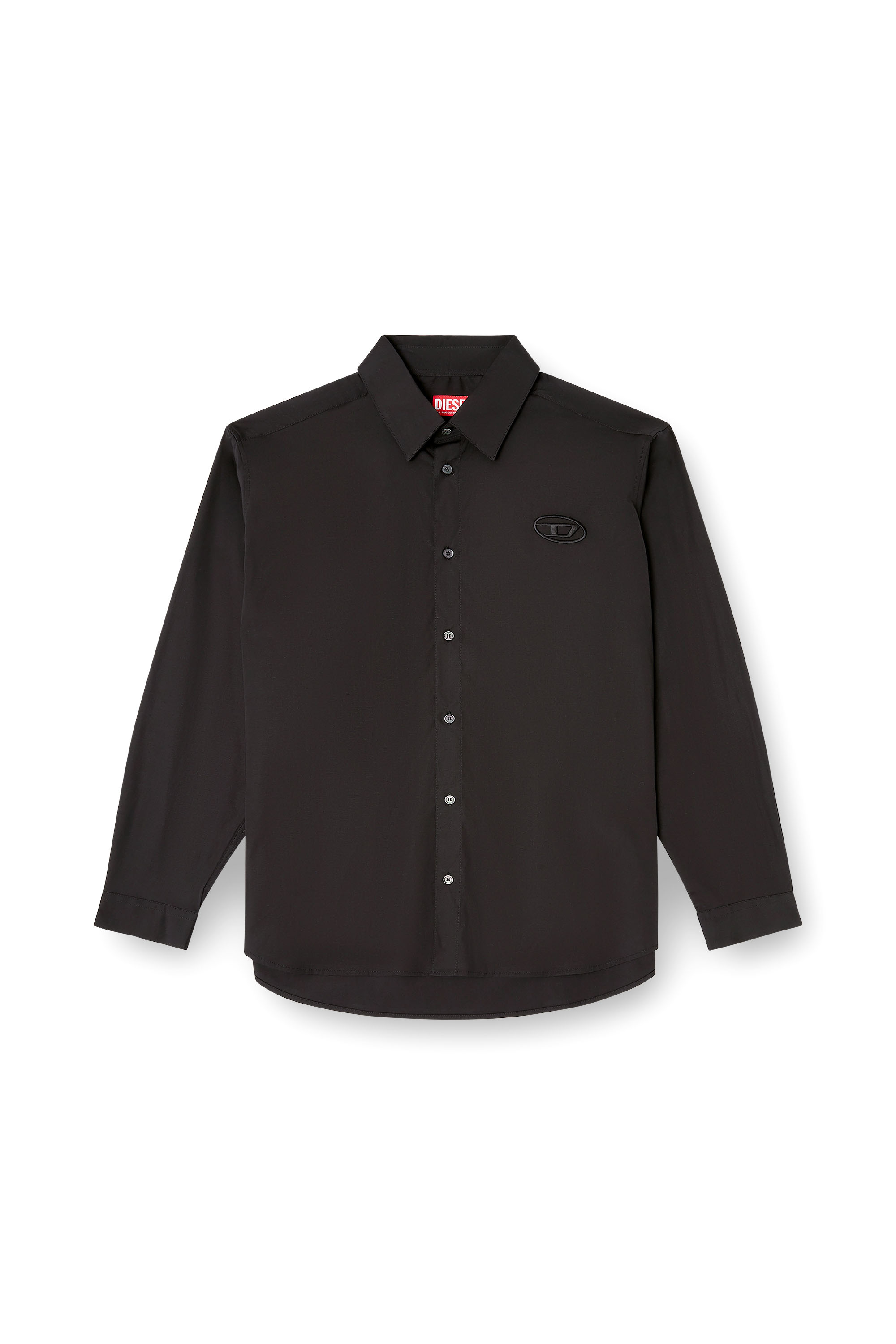 Diesel - S-SIMPLY-GSBH, Man's Stretch poplin shirt with embroidery in Black - 4
