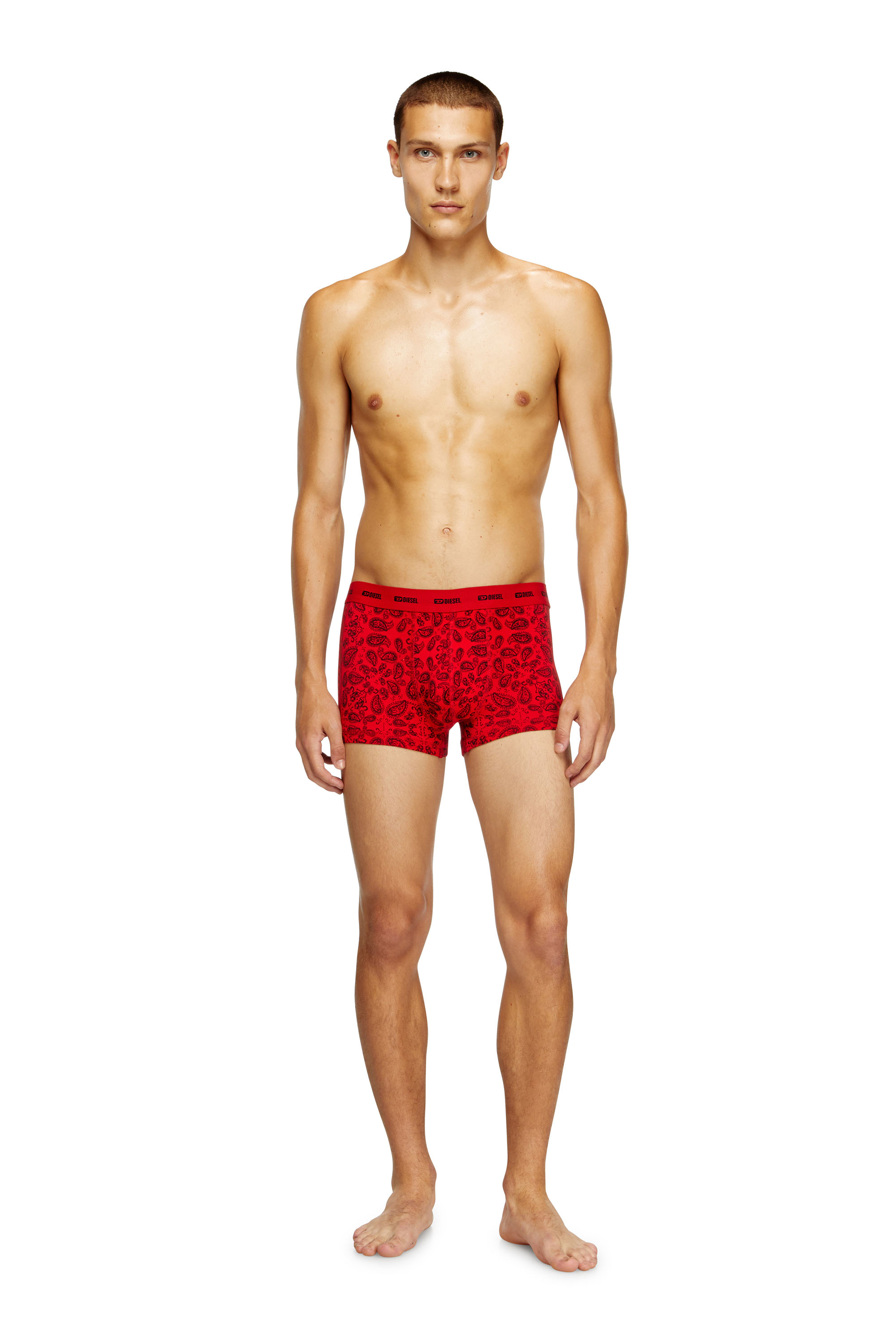 Diesel - DAMIEN-GFT-UTLT-3PACK, Man's 3-pack stretch cotton boxers in Red/White - 1