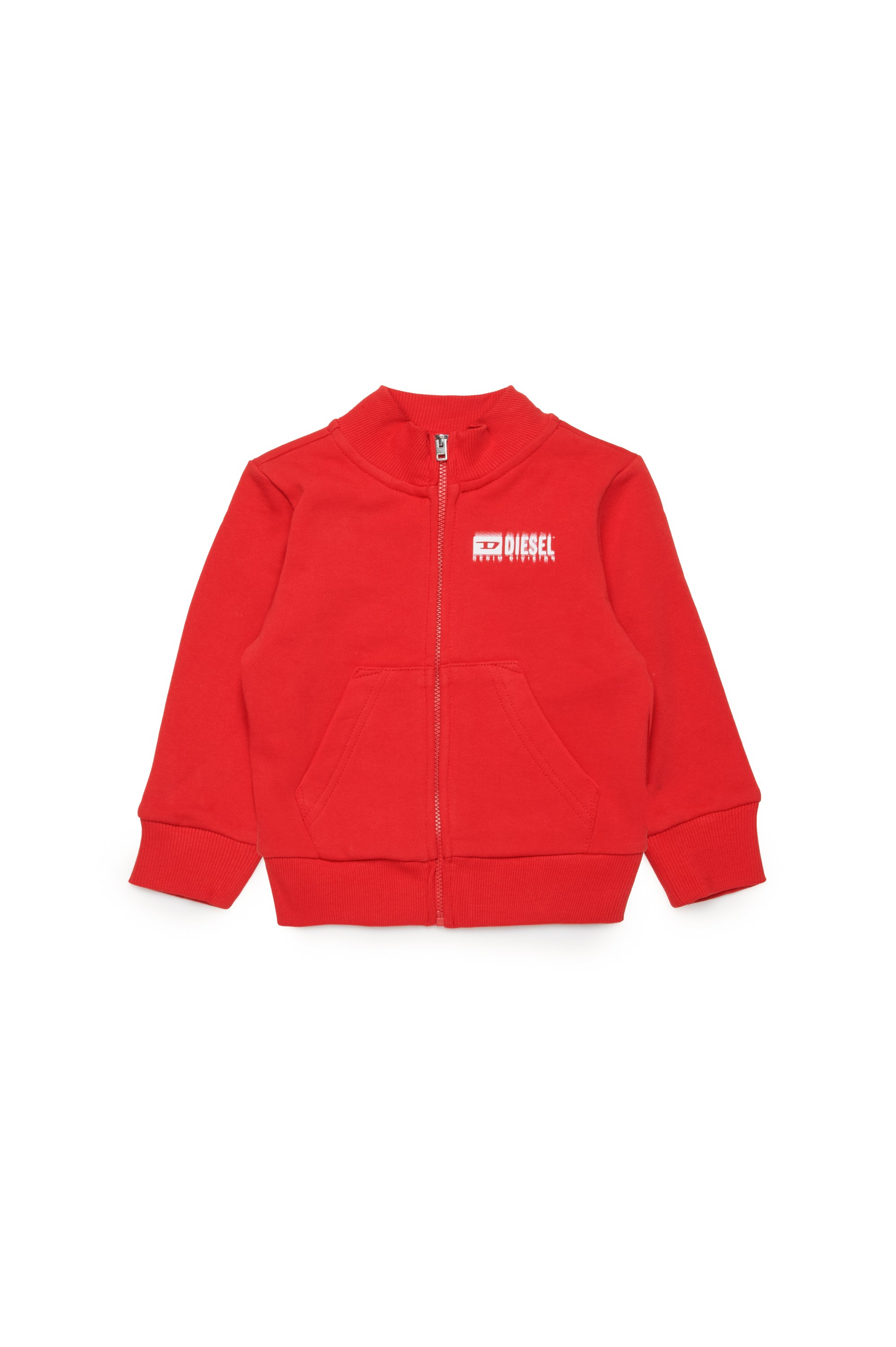 Diesel - SVOUGZIPALB, Unisex's Zipped sweatshirt with smudged logo in Red - 1