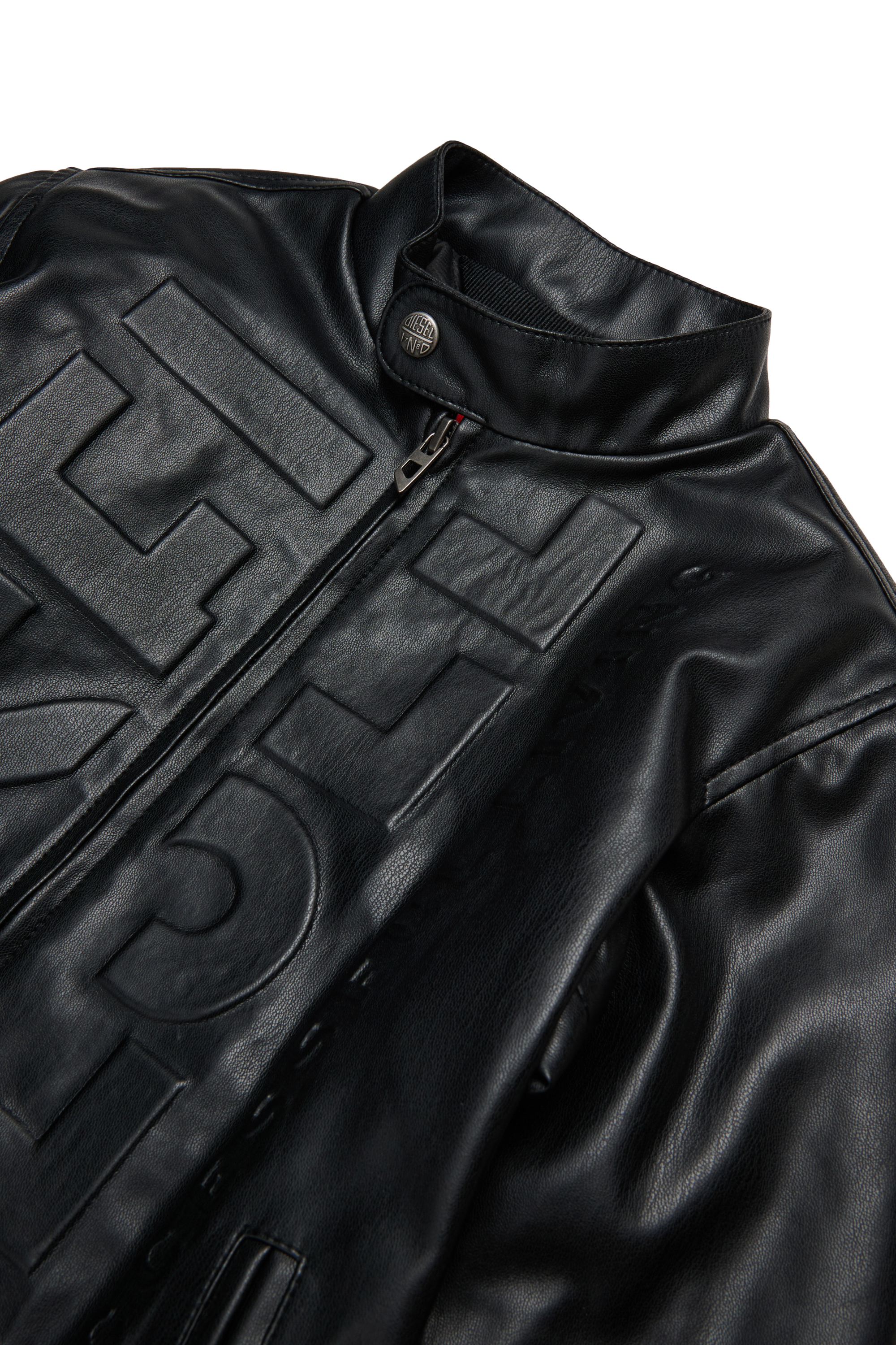 Diesel - JLMETVERT, Man's Jacket in faux leather with logo in Black - 3