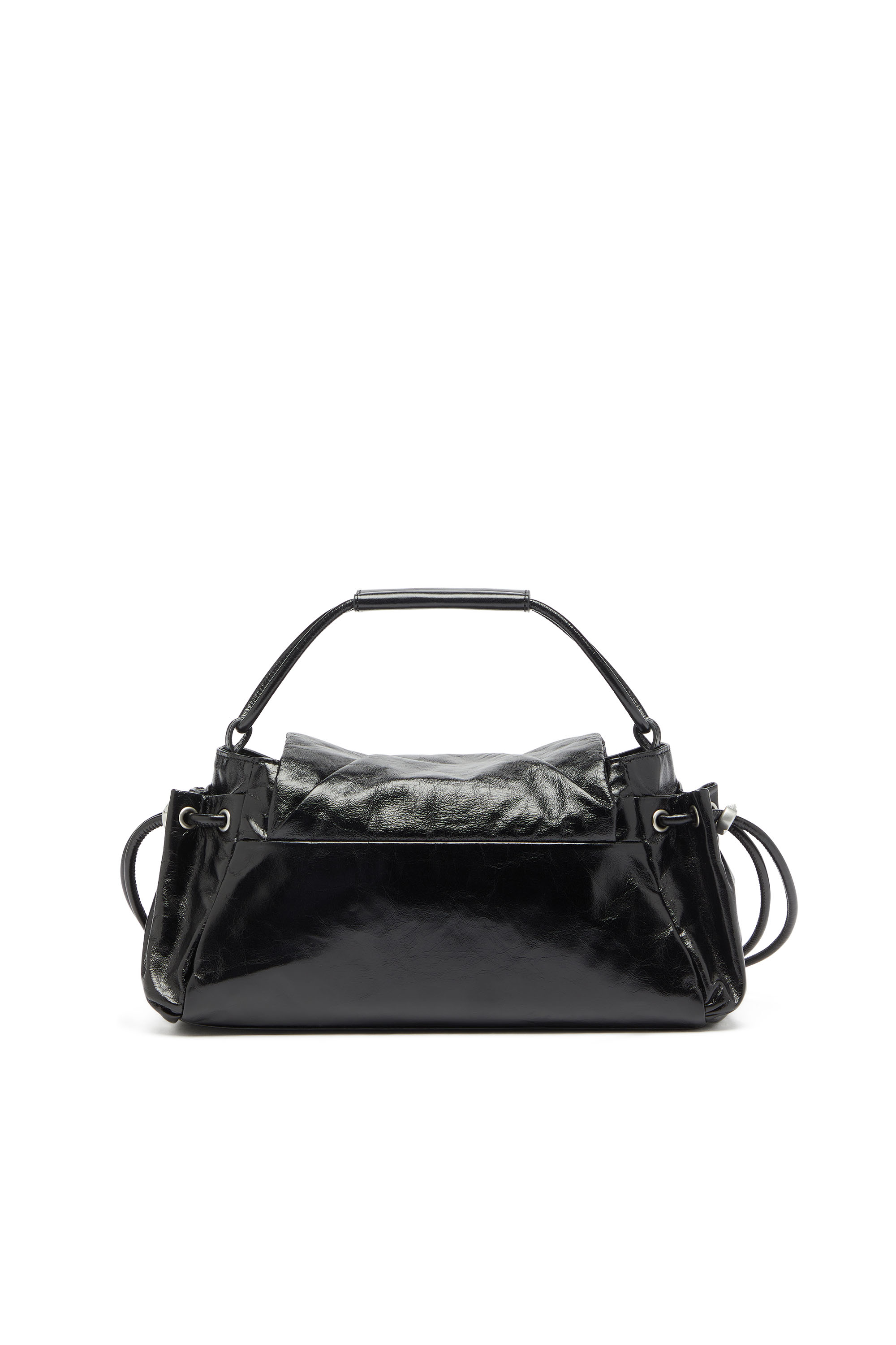 Diesel - SCRUNCH-D TOP HANDLE, Woman's Scrunch-D - Top-handle bag in shiny wrinkled leather in Black - 2