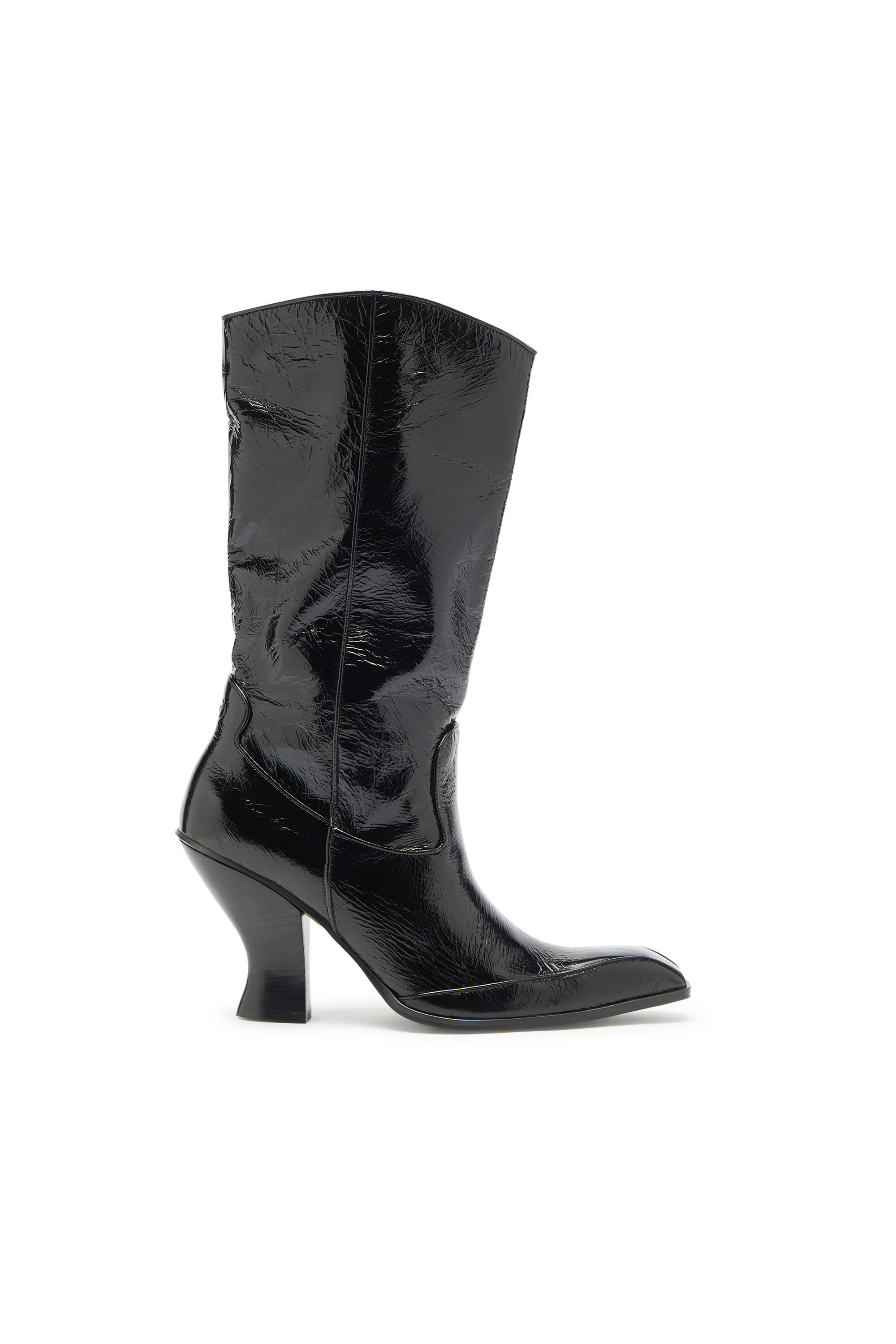 Diesel - D-LUFFY-75-TUBE, Woman's D-Luffy - Knee-high boots in patent leather in Black - 1