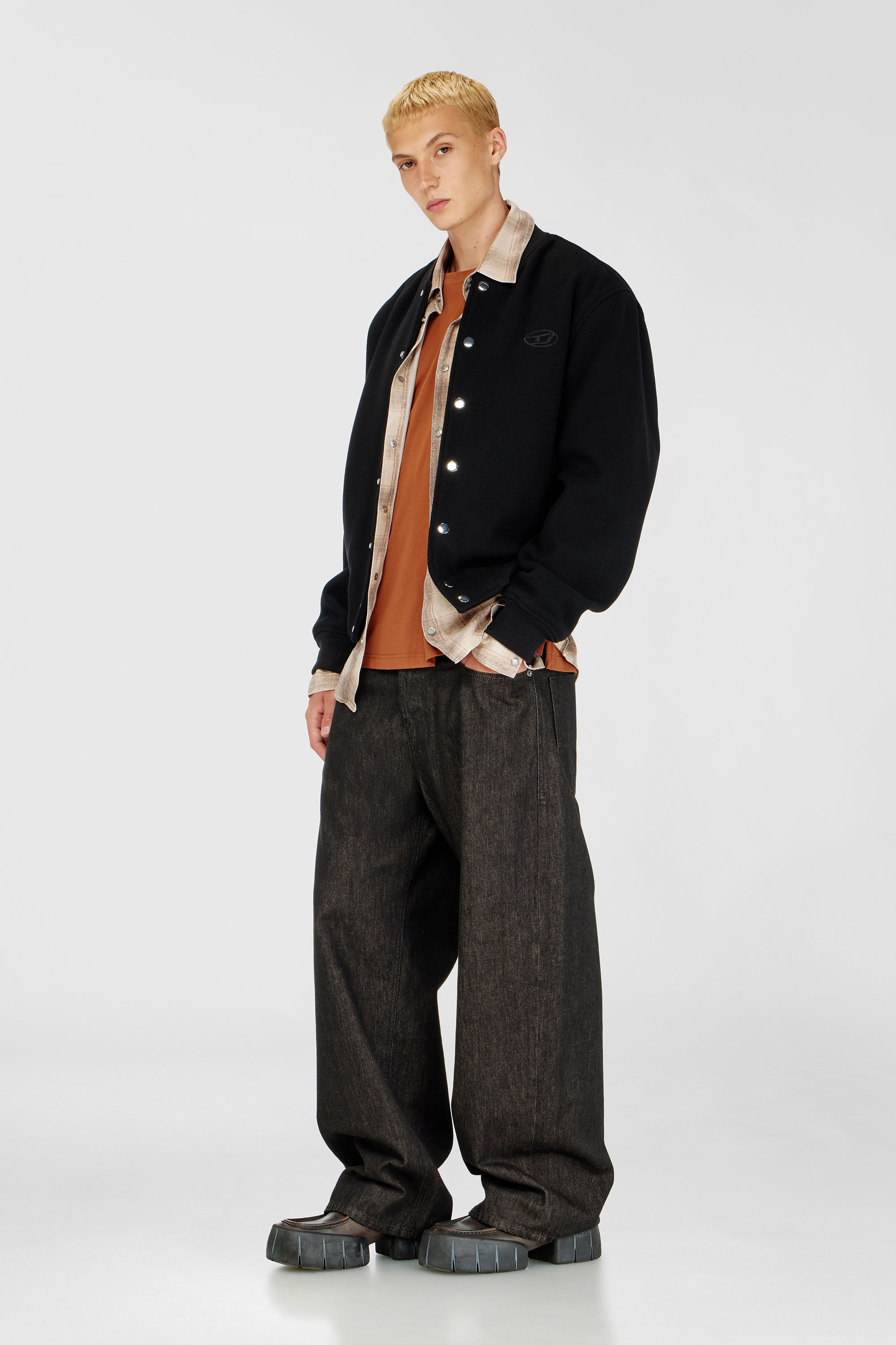 Diesel - J-ARRY-WRD, Man's Bomber jacket in felted wool blend in Black - 1