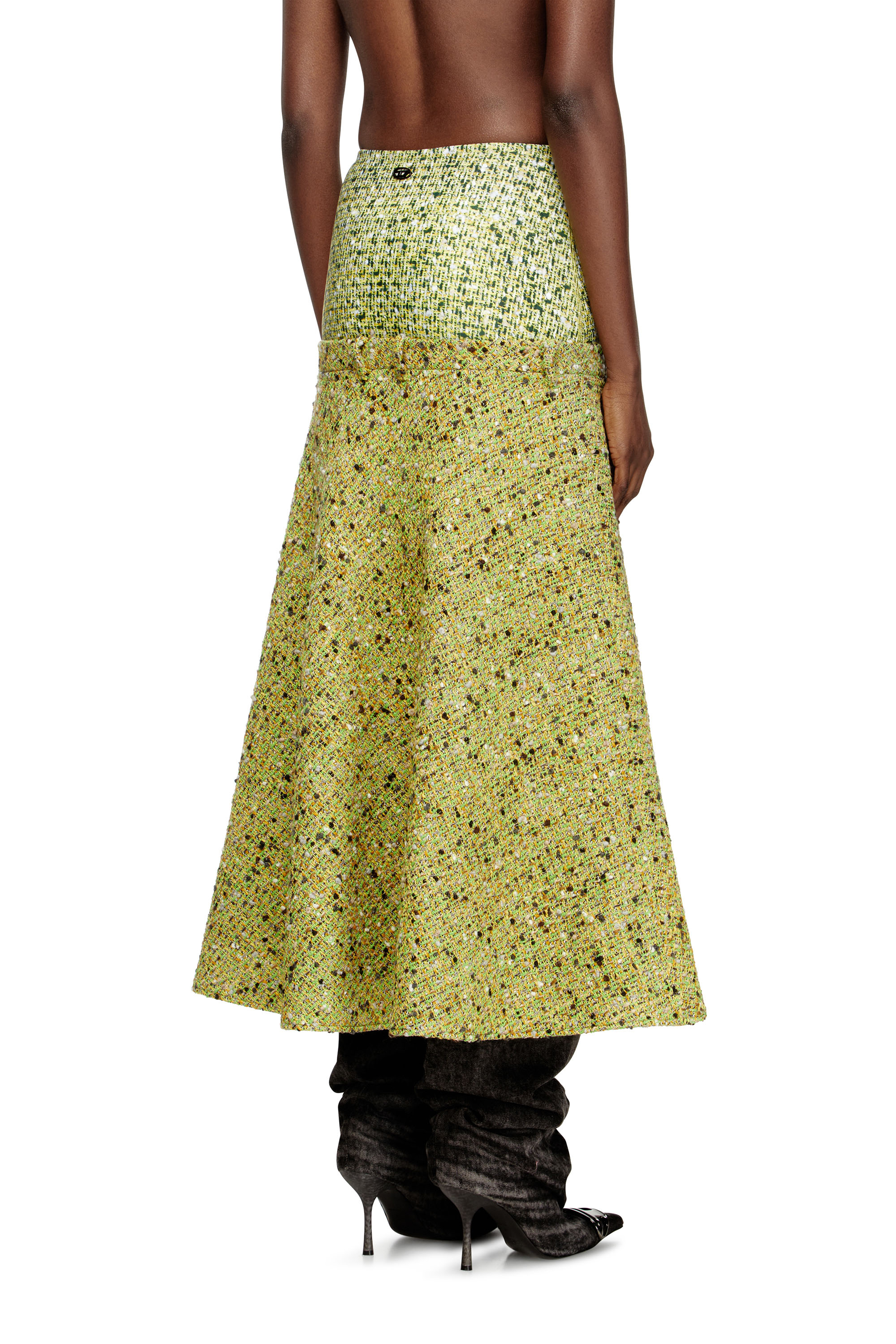 Diesel - O-GRACE-MIX, Woman's Bouclé skirt with lycra waist in Green - 4
