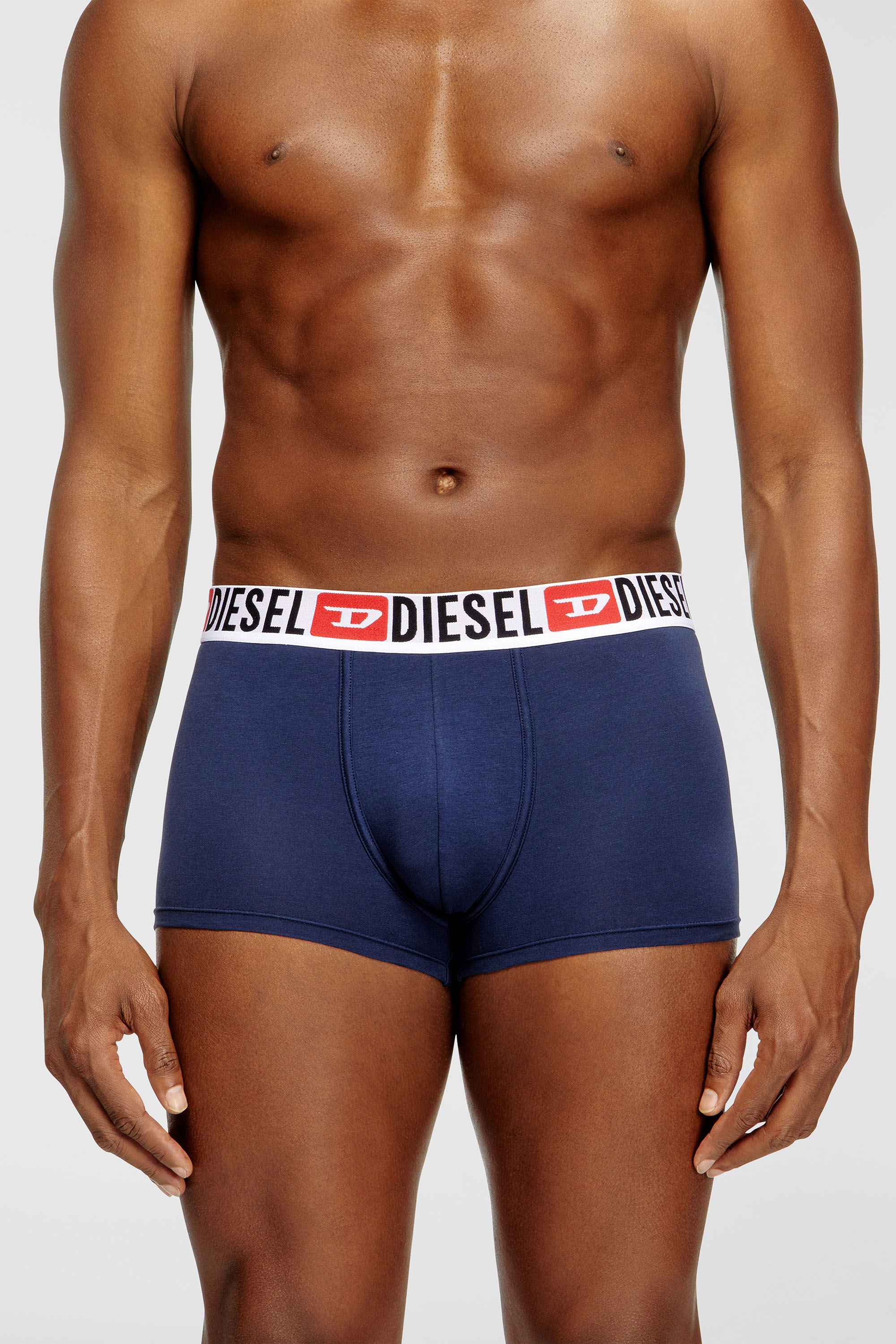 Diesel - UMBX-DAMIENTHREEPACK, Man's Three-pack of all-over logo waist boxers in Blue - 3