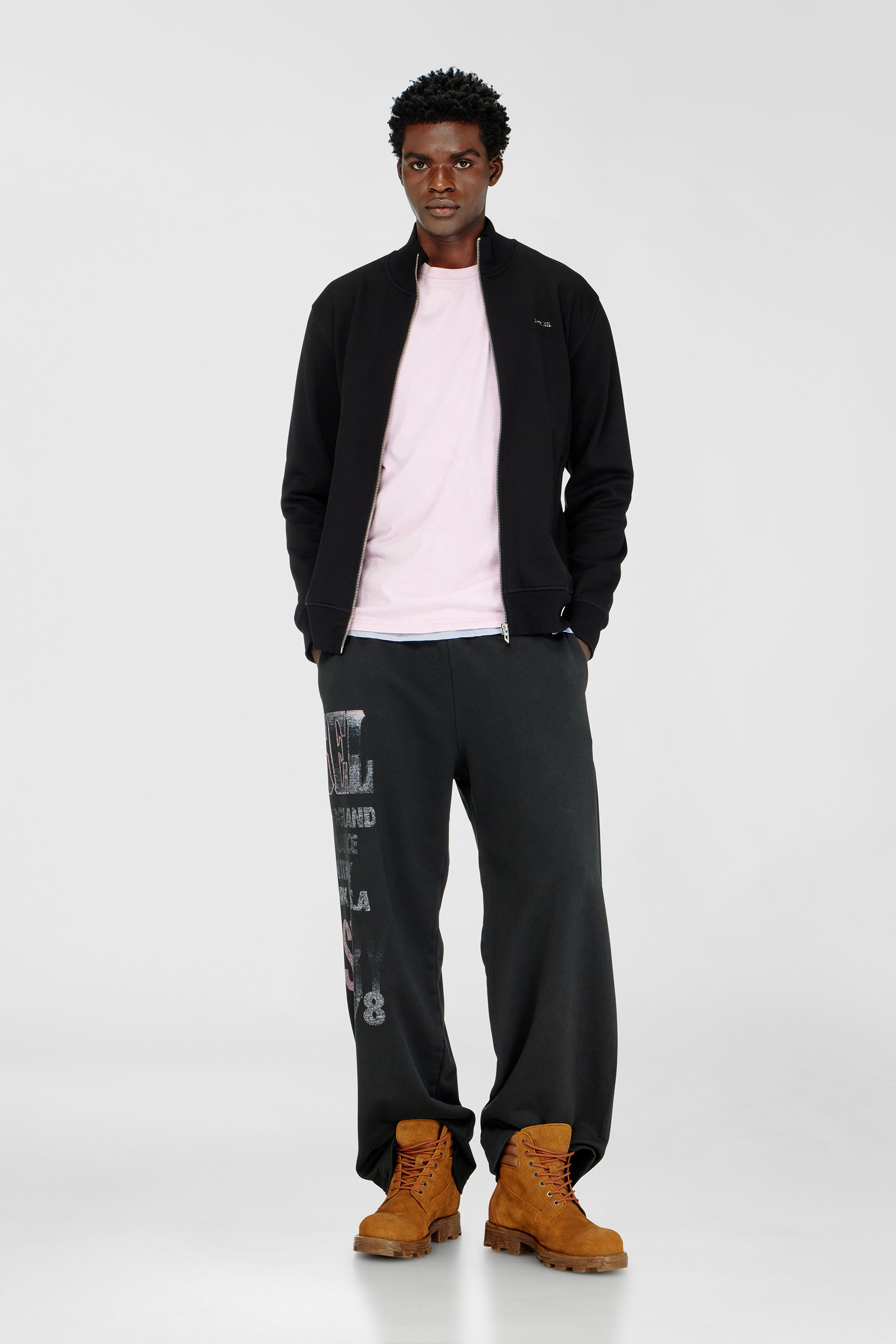 Diesel - S-LOCK-MET, Man's Zipped sweatshirt with metal Diesel plaque in Black - 1
