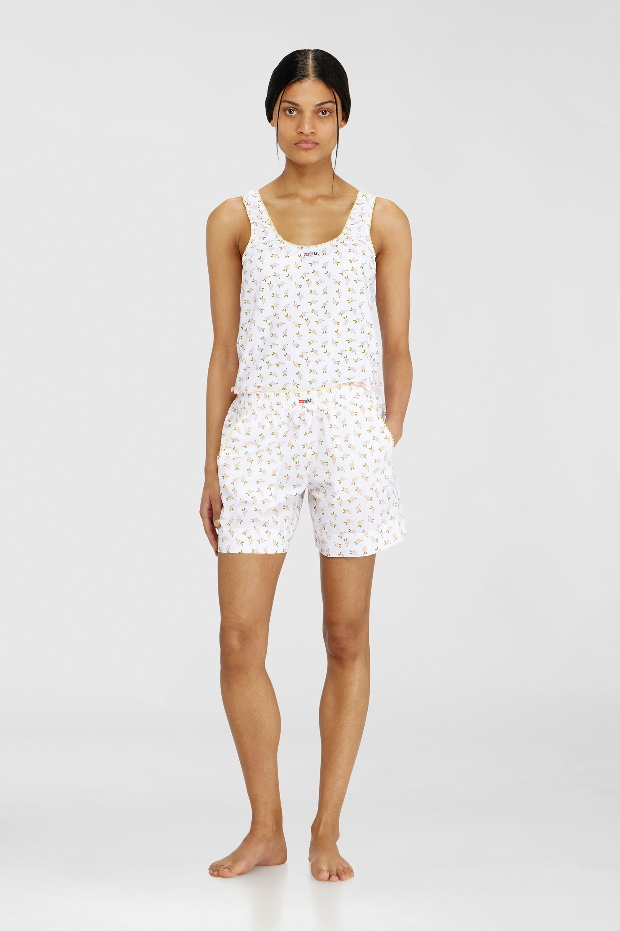 Diesel - PANSY-D-CORE, Woman's Cotton boxers with all-over floral print in White - 1