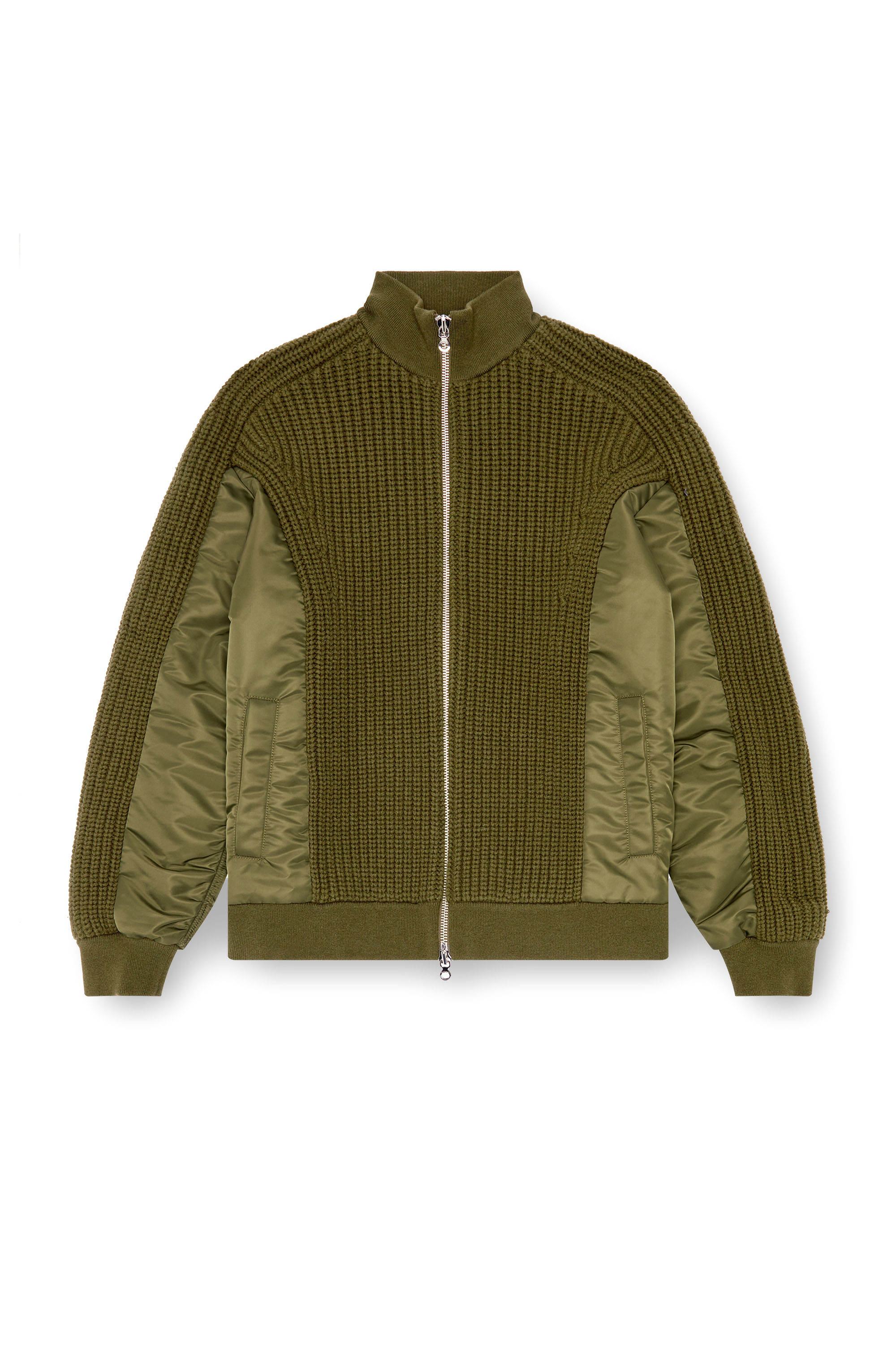 Diesel - K-ARRE, Man Zip-up cardigan in wool and nylon in Green - Image 3