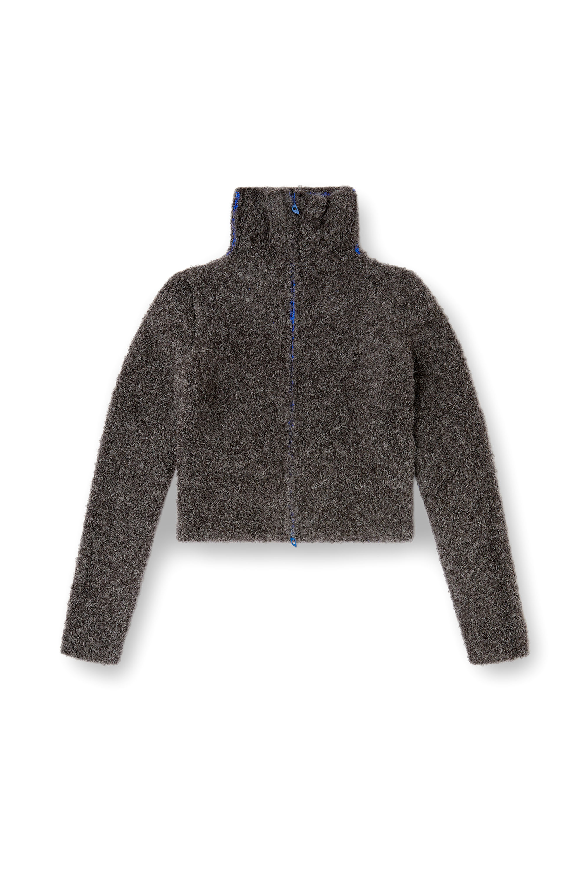 Diesel - M-ELEONERE, Woman's Zip cardigan with contrast interior in Dark grey - 3