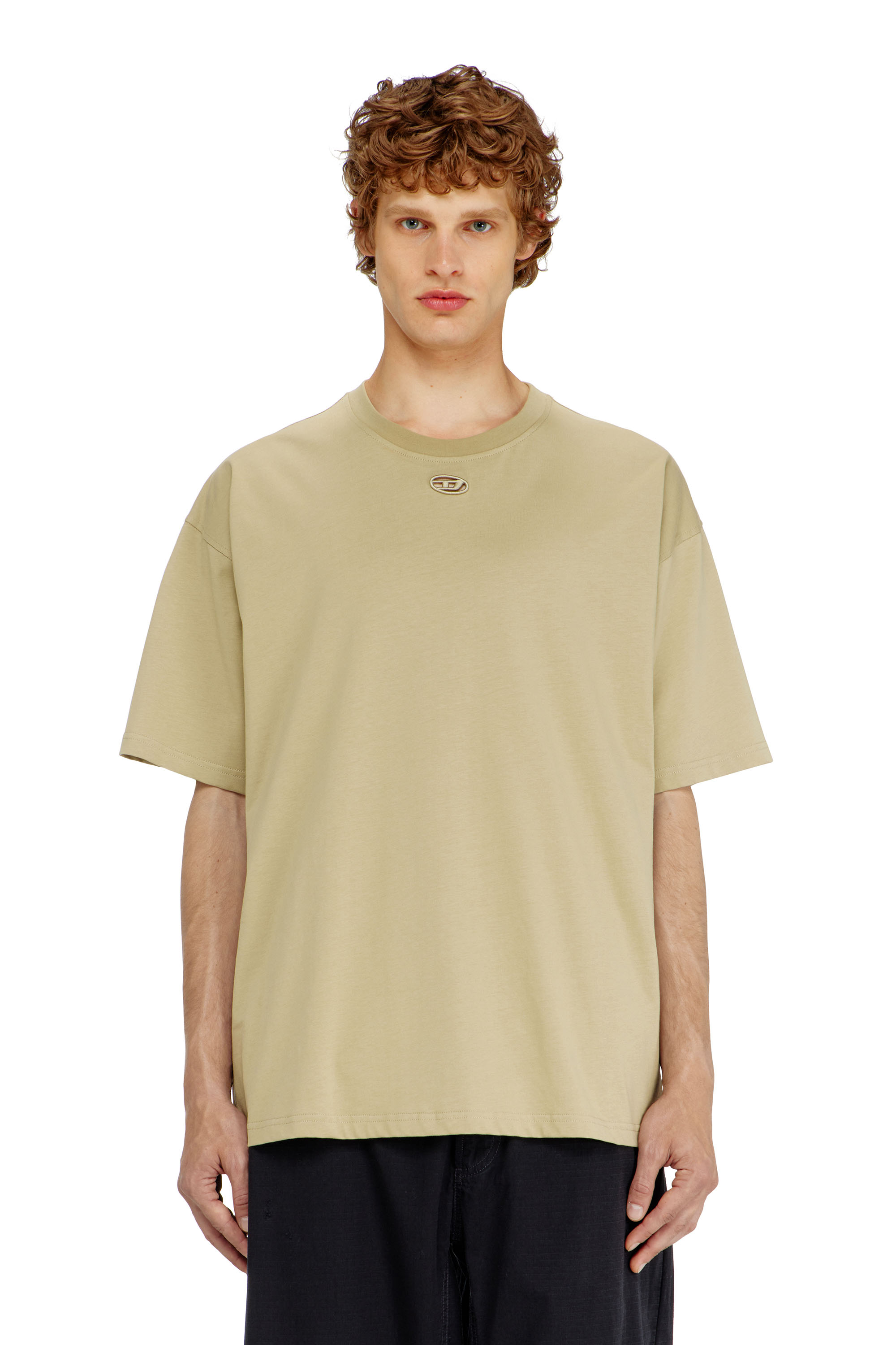 Diesel - T-BOXT-DCO, Man's Relaxed cotton T-shirt with Oval D embroidery in Beige - 1