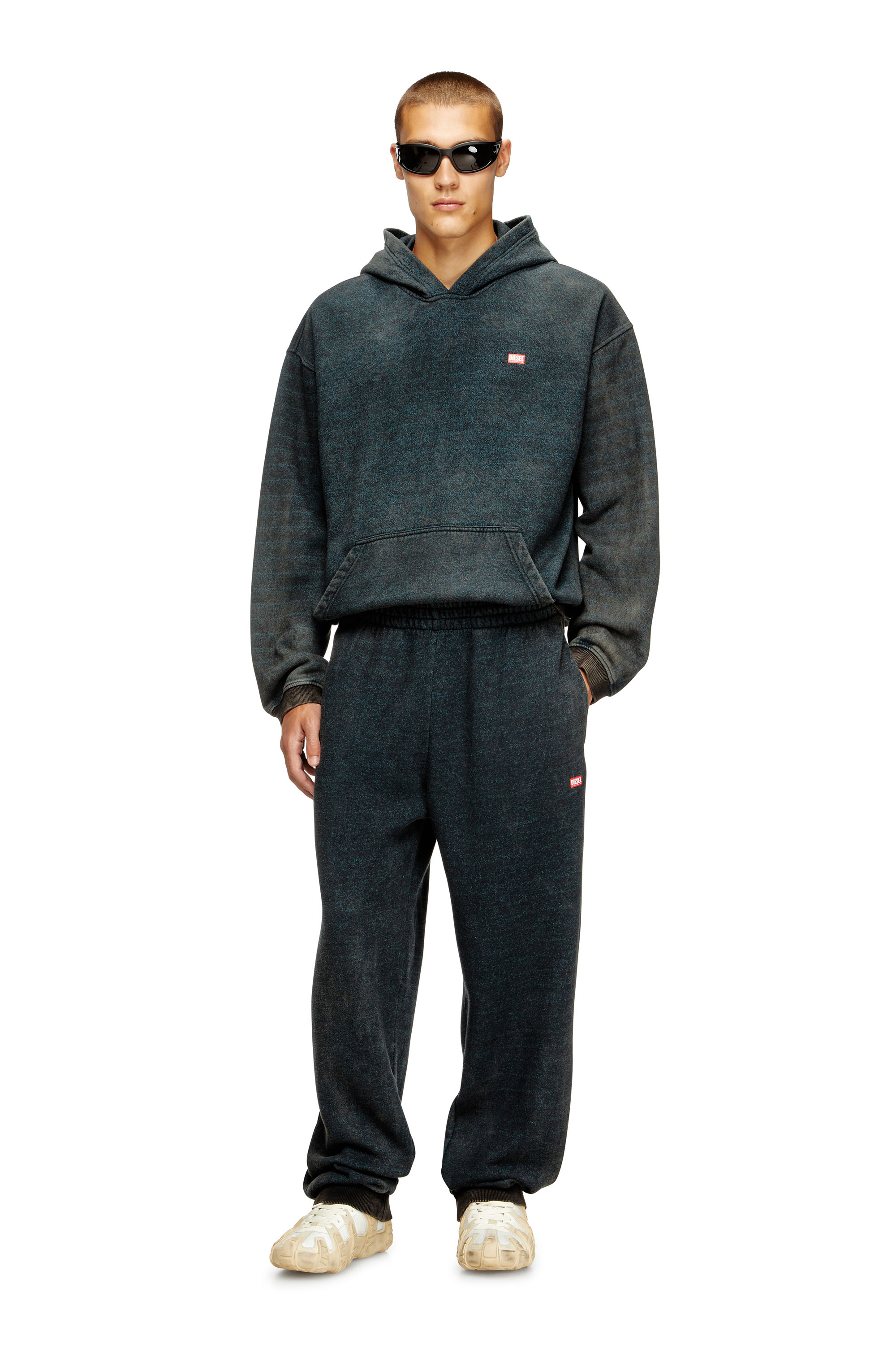 Diesel - P-MARKY-CUFF, Man's Drawstring pants with ribbed trim in Dark grey - 1