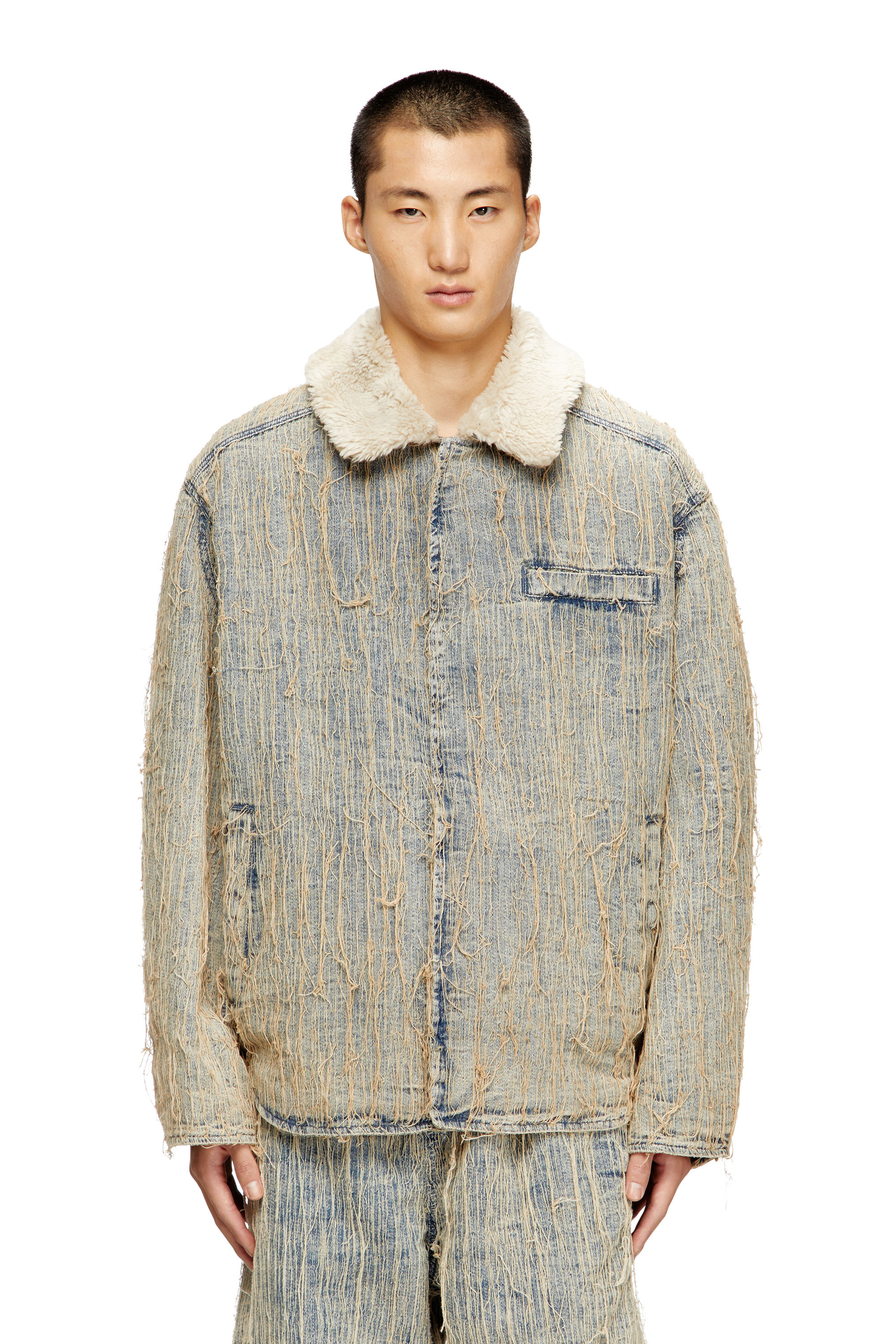 Diesel - D-IVAR-S, Man's Jacket in floating-thread jacquard denim in Light Blue - 3