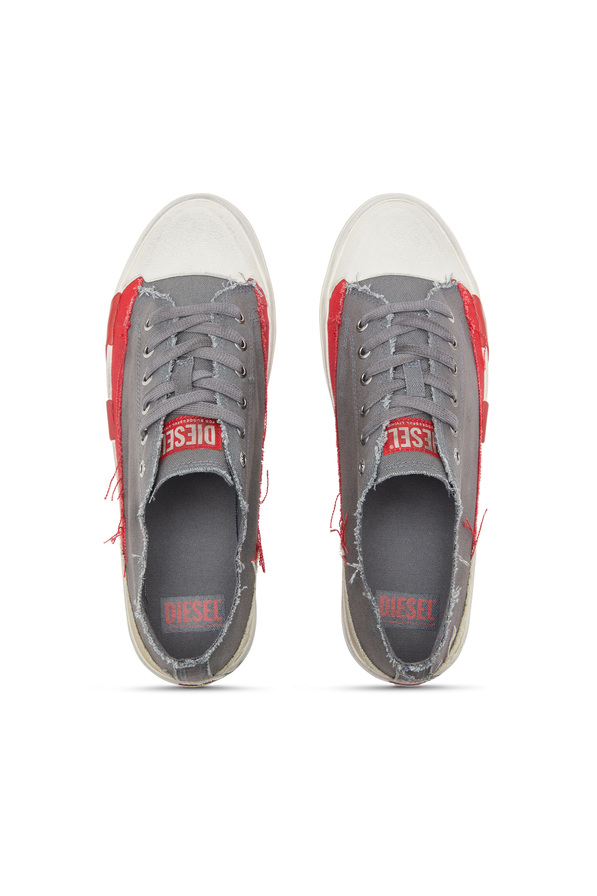 Diesel - S-D-VERSE LOW, Man's S-D-Verse-Dirty-effect canvas sneakers in Grey - 4