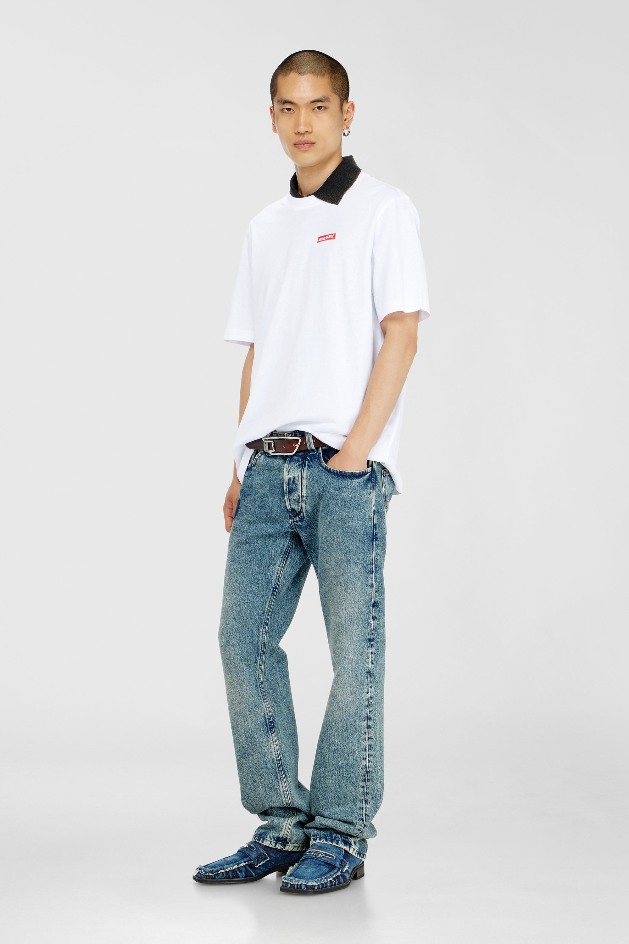 Men's Cotton T-shirt with logo patch | White | Diesel TR