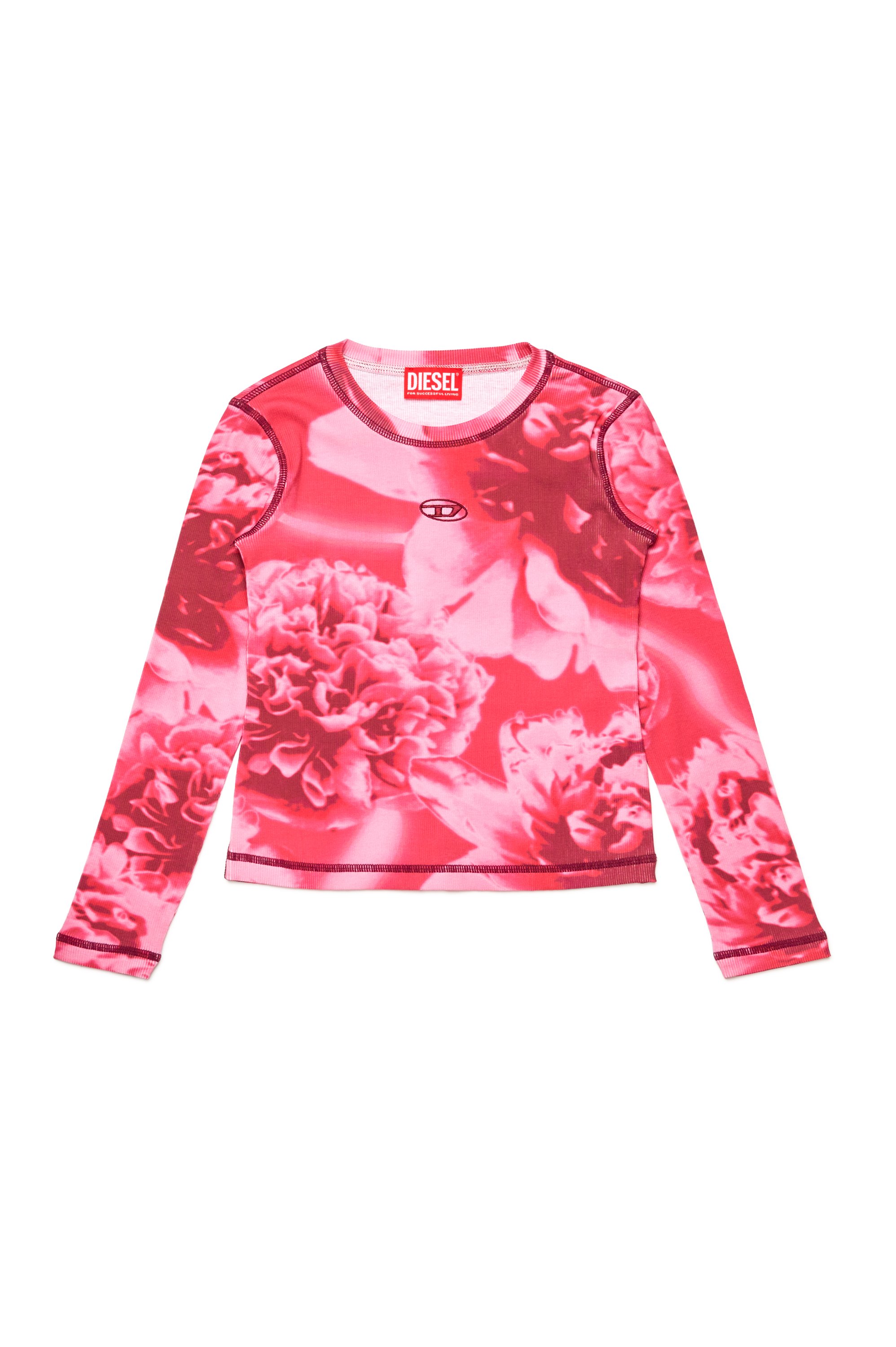 Diesel - TCLAUDY, Woman Ribbed top with floral print in Pink - Image 1