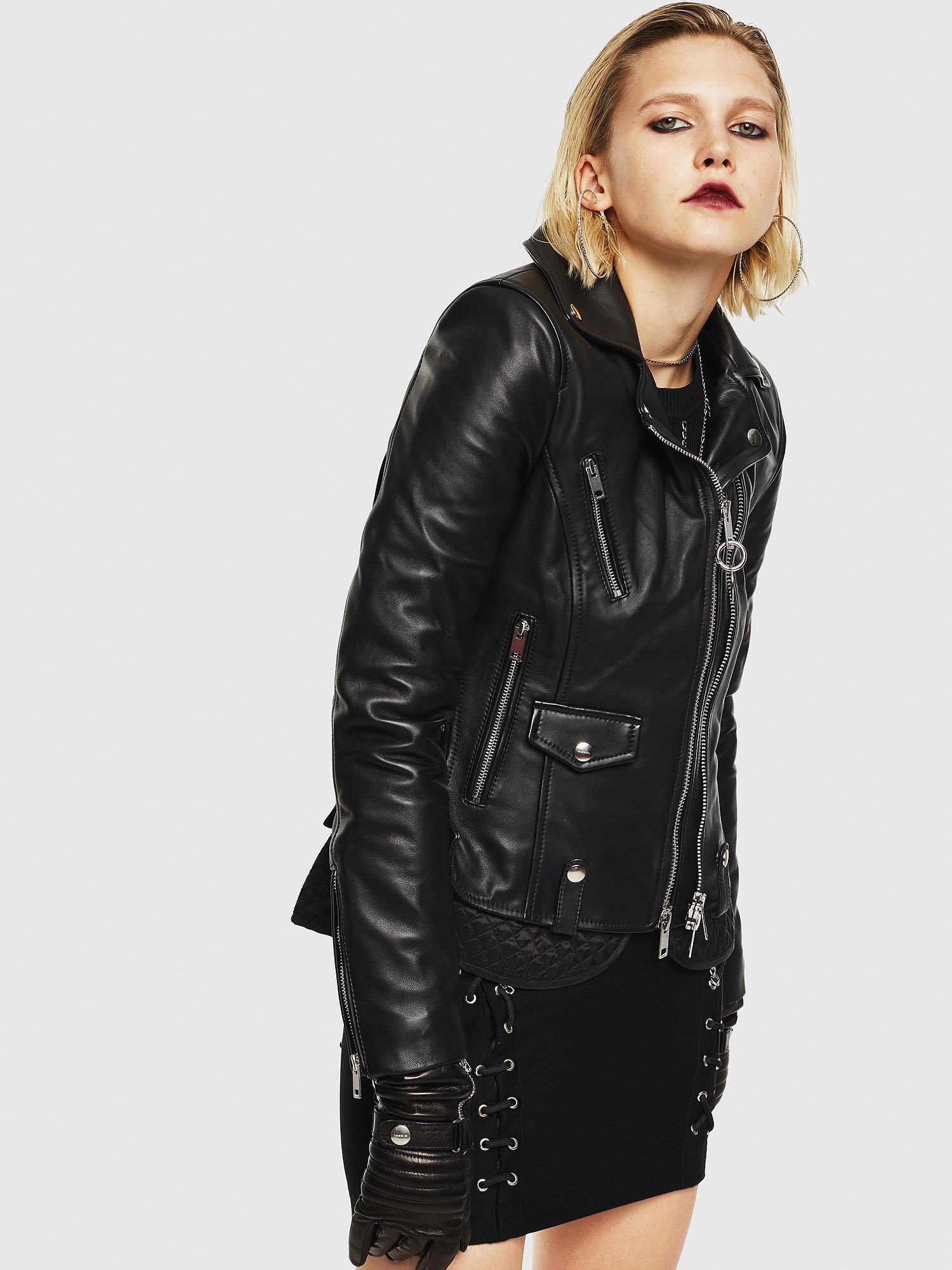 L-CARAMA, Black Diesel - L-CARAMA, Black - Leather jackets - Image 1