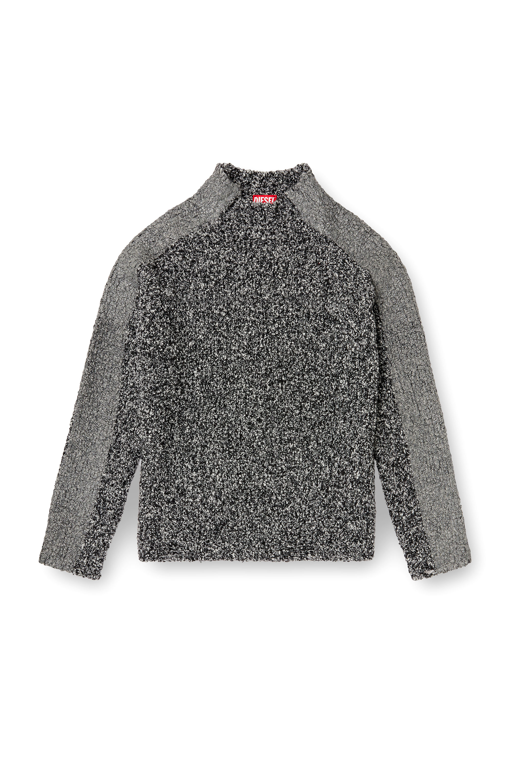 Diesel - K-ERLAND, Man's Bouclé-knit jumper with sleeve bands in Black - 3