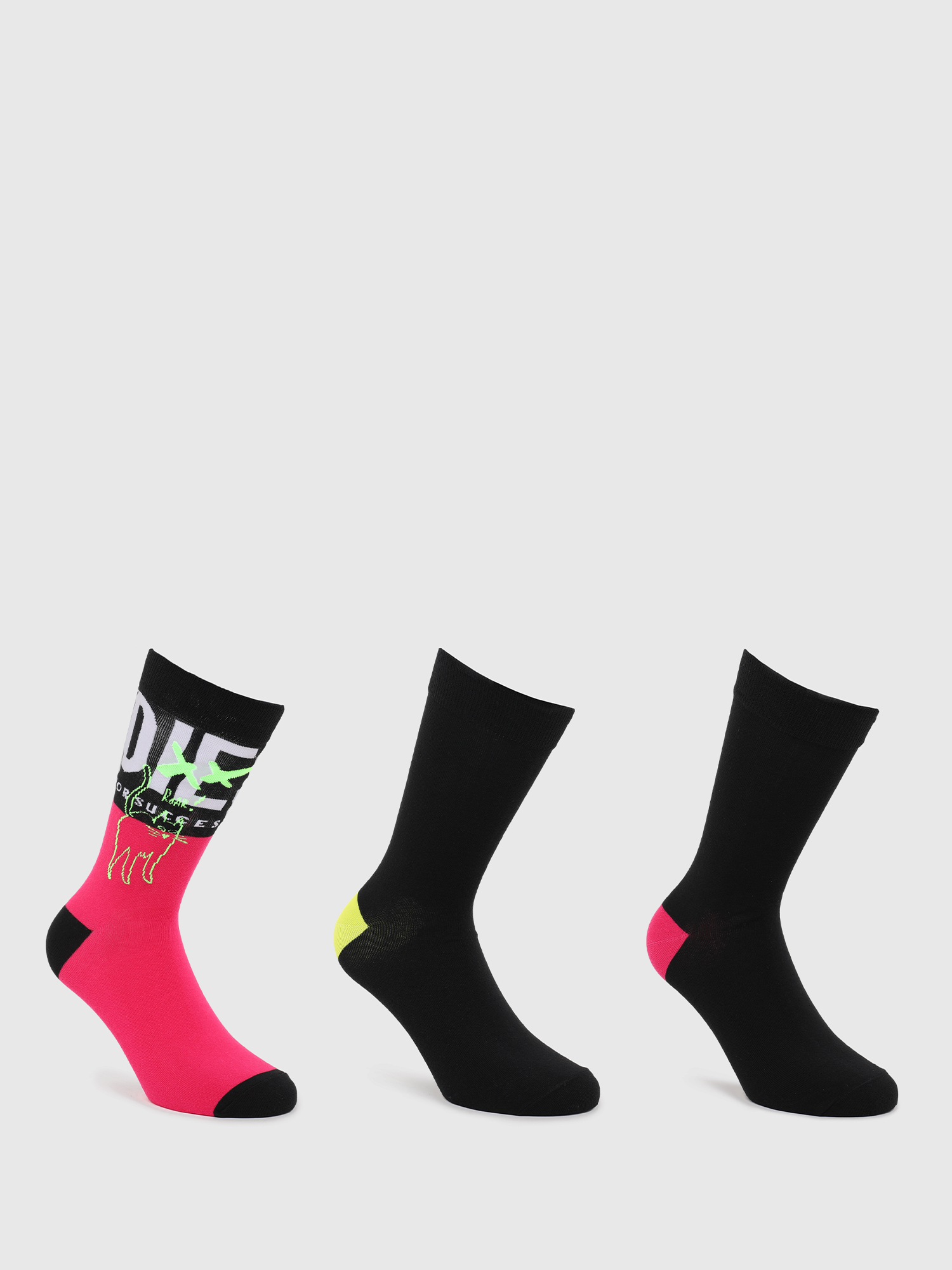 SKM-HERMINE-THREEPAC, Black/Pink - Socks