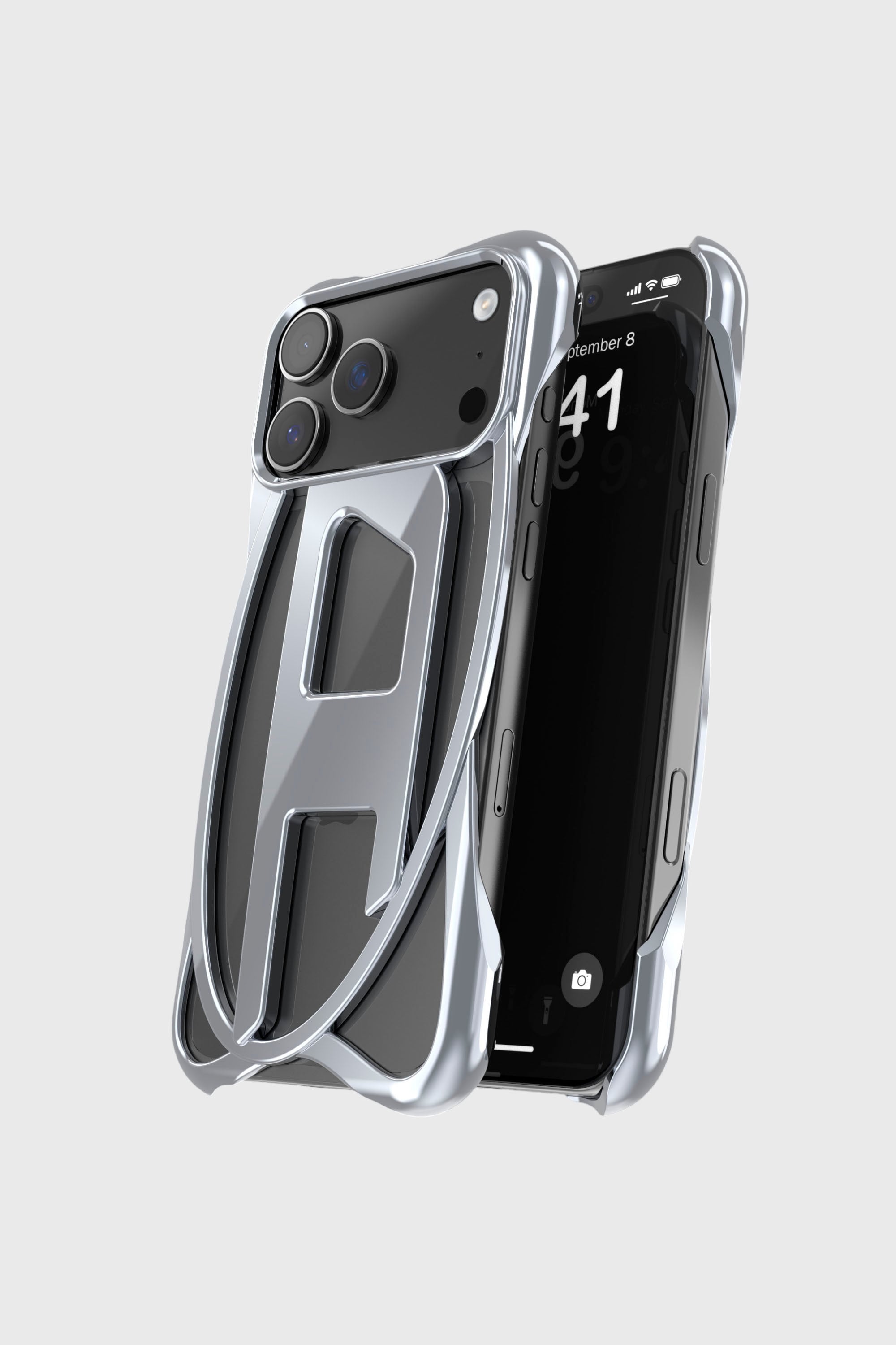 Women's Caged D glossy case for iPhone 17 Pro Max | Grey | Diesel