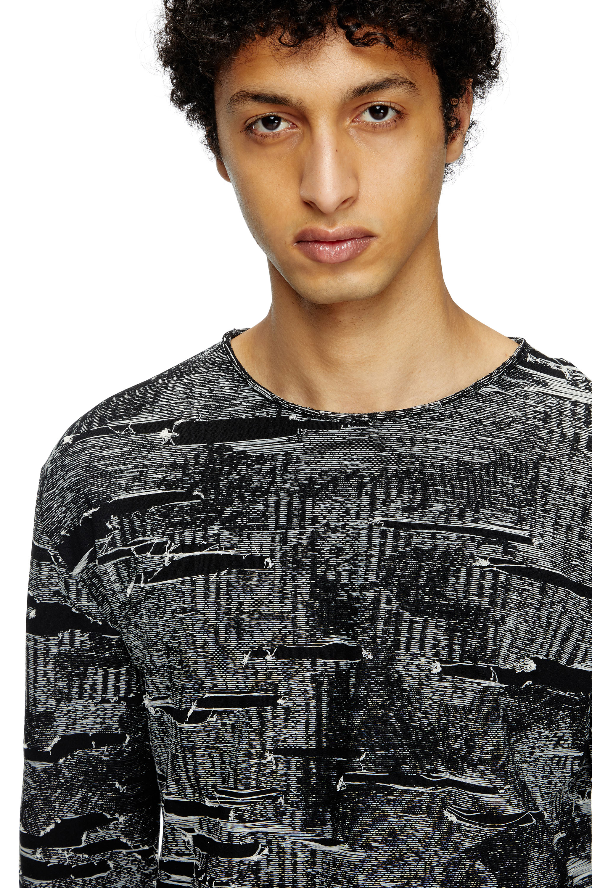 Diesel - K-CADMO, Man's Jumper with engineered distressing in Black - 5