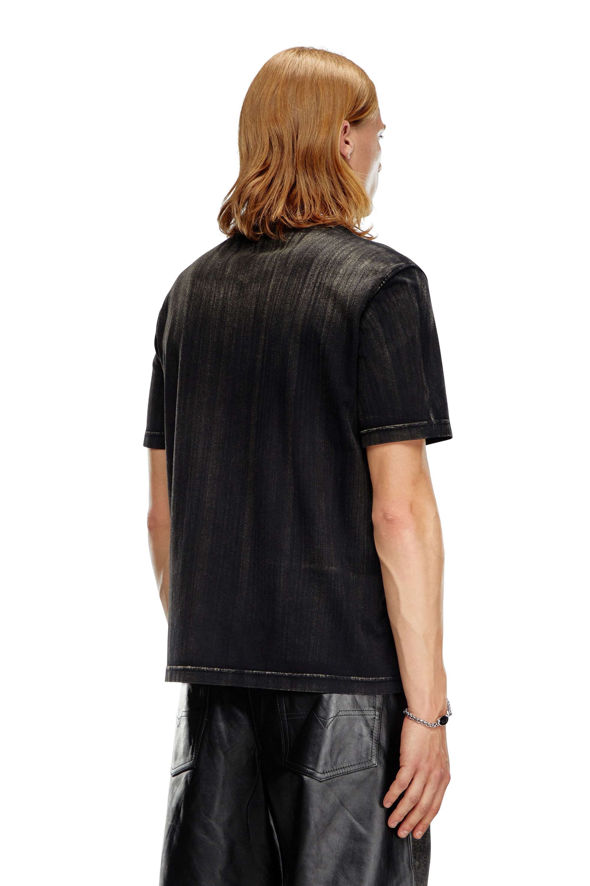 Diesel - T-ADJUST-K8, Man's T-shirt with brushstroke fading in Black - 4