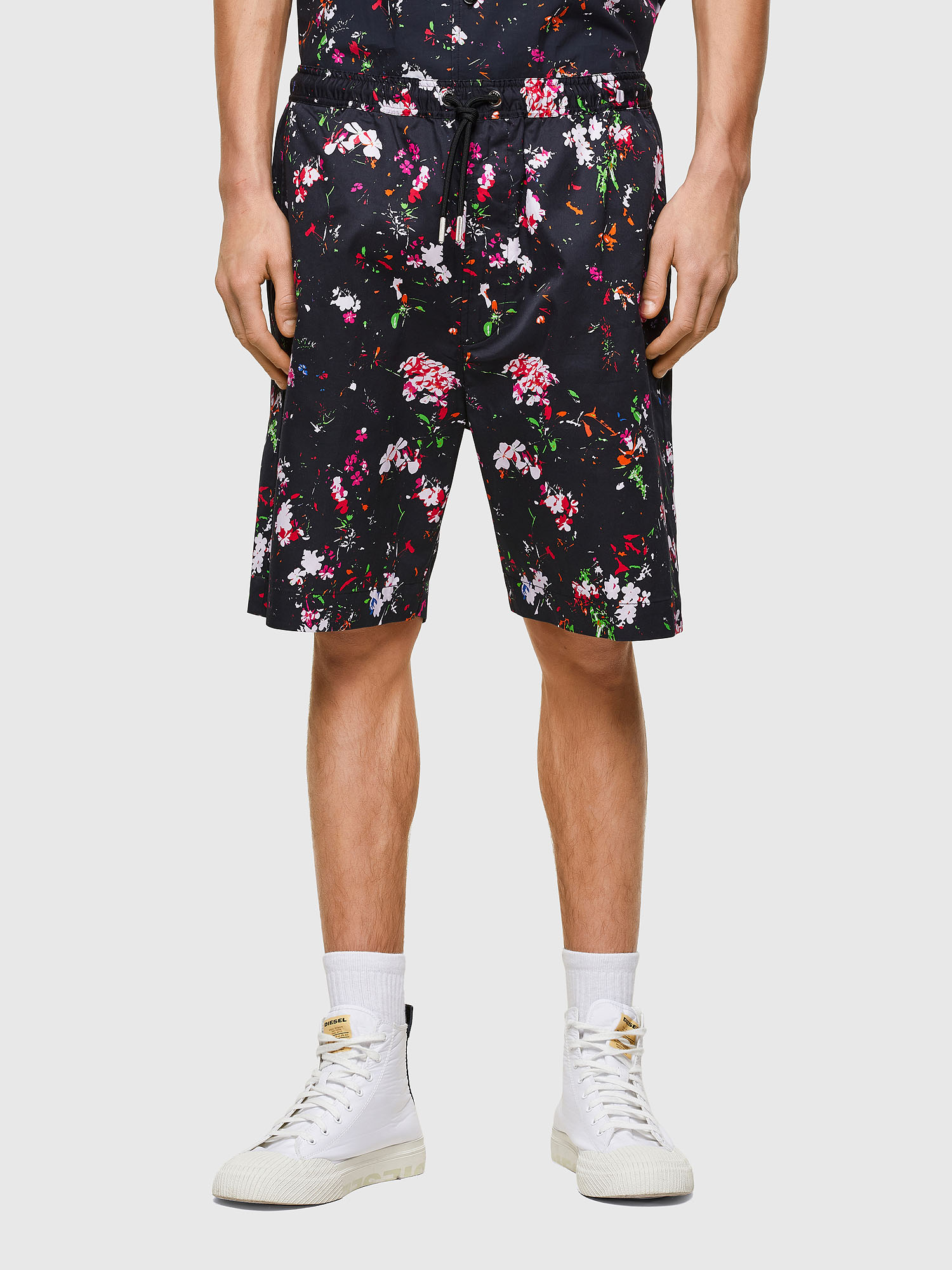 P-TOLLER-SHORT-FLOWE, Black Diesel - P-TOLLER-SHORT-FLOWE, Black - Shorts - Image 1