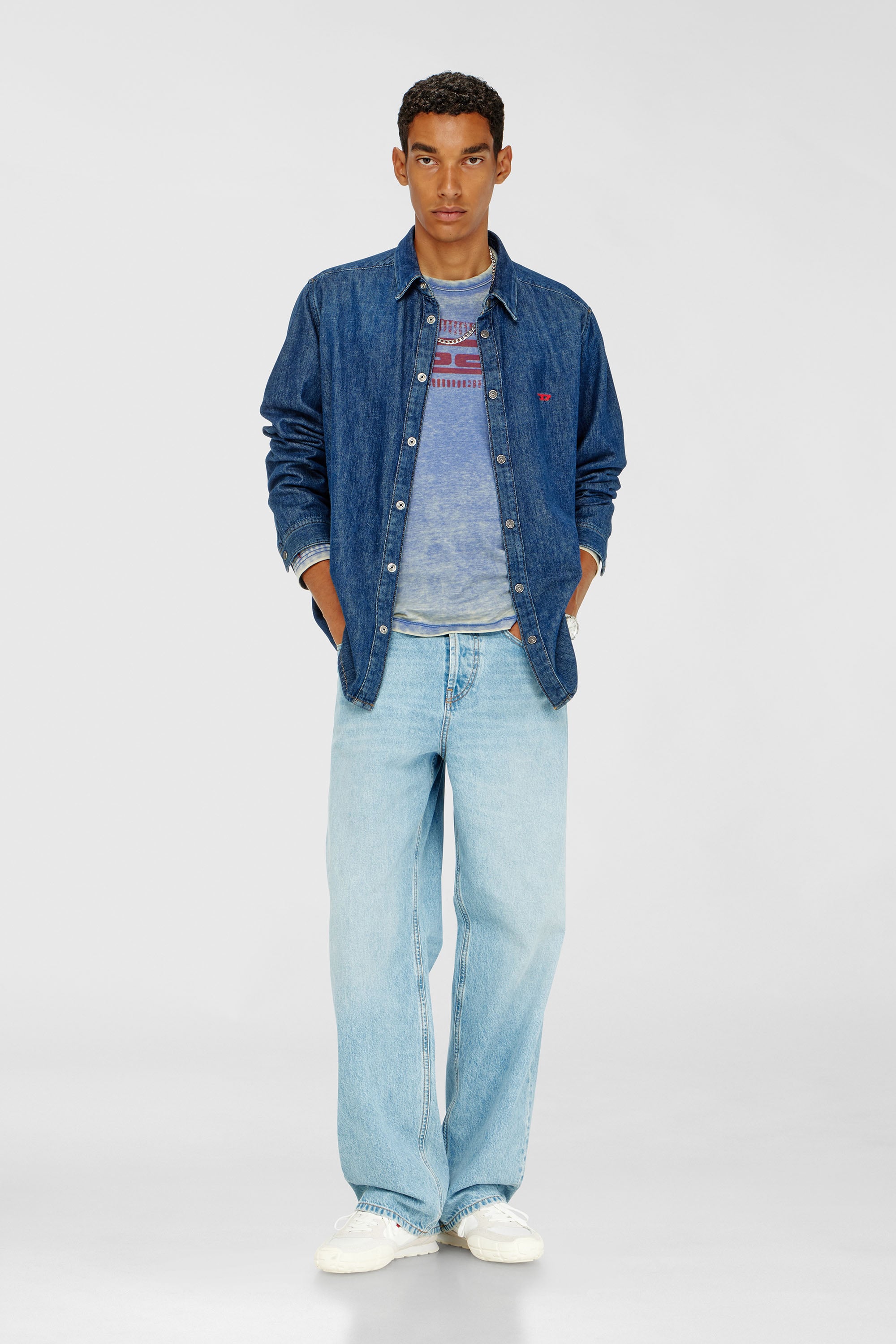 Diesel - D-SIMPLY, Man's Shirt in denim in Dark Blue - 2