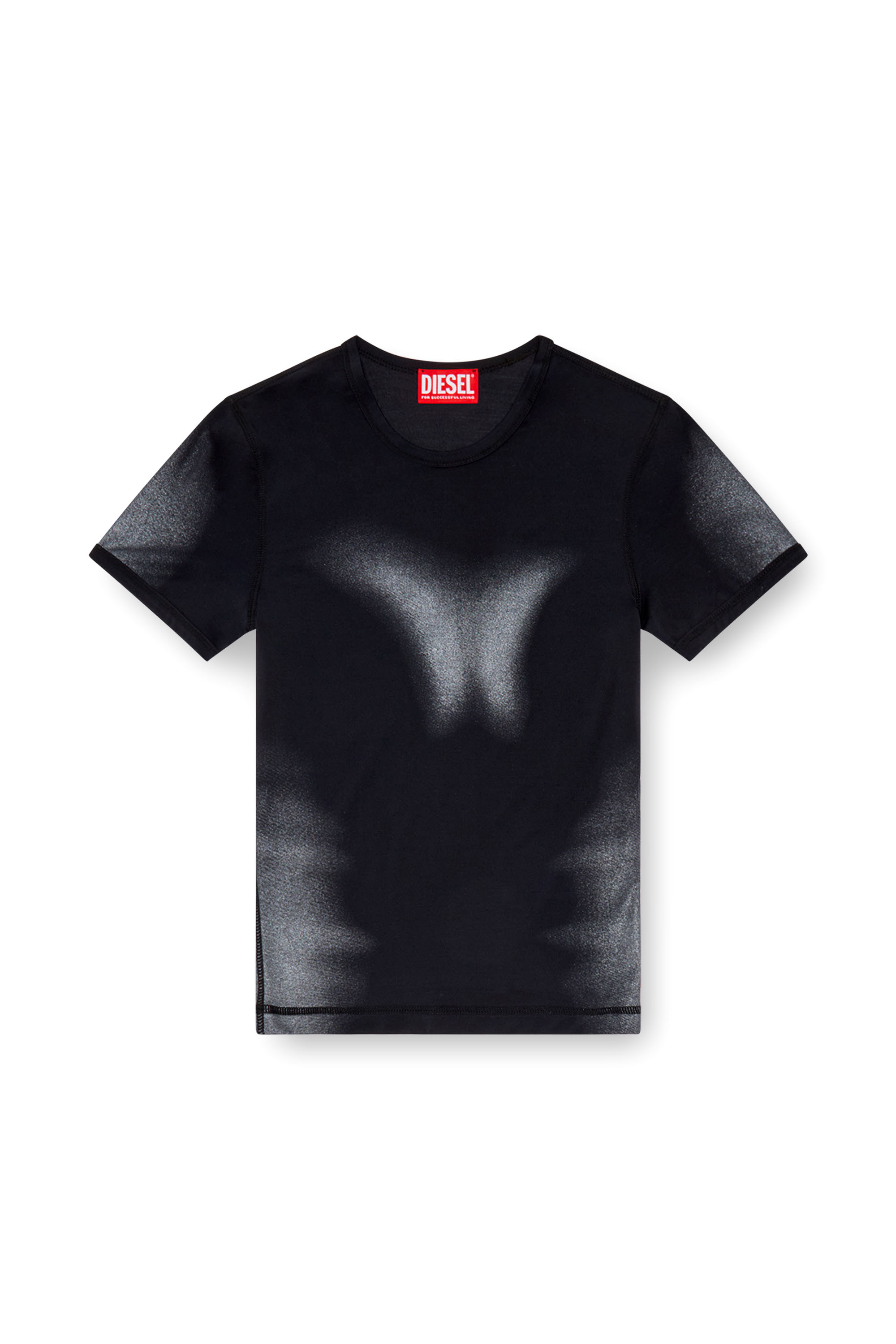 Diesel - T-ANESSA, Woman's T-shirt with metallic effects in Black - 3