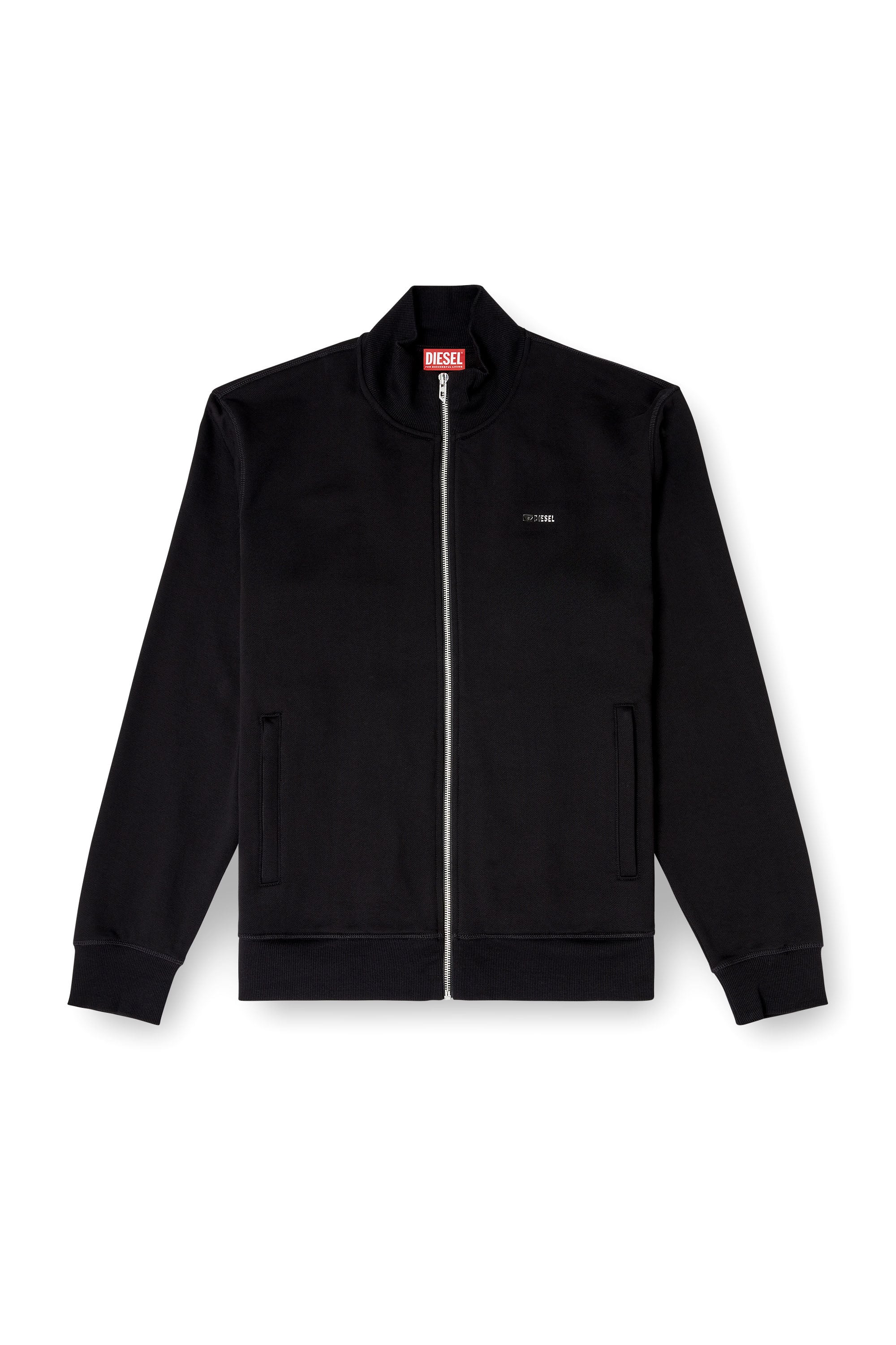 Diesel - S-LOCK-MET, Man's Zipped sweatshirt with metal Diesel plaque in Black - 3