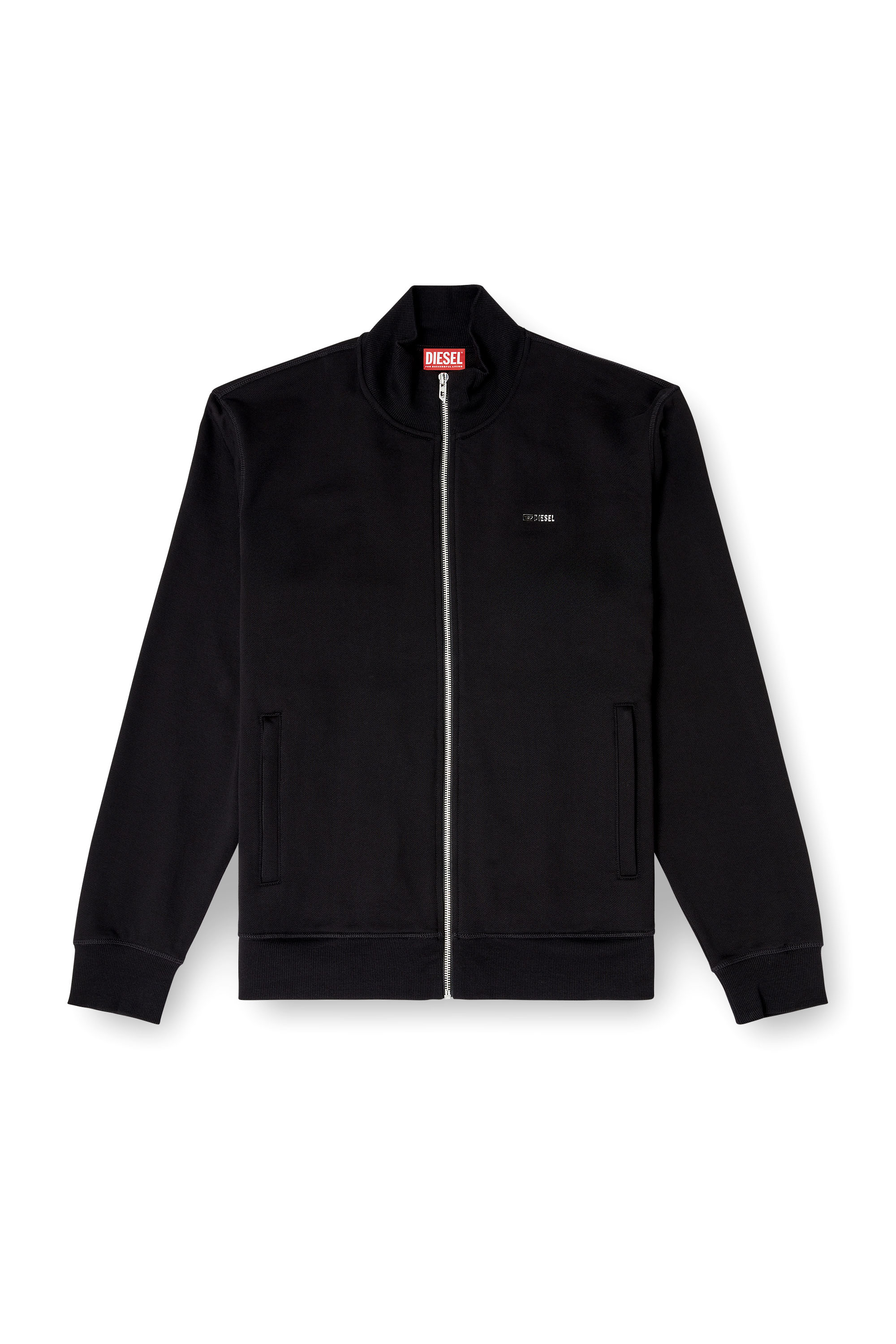 Diesel - S-LOCK-MET, Man's Zipped sweatshirt with metal Diesel plaque in Black - 2