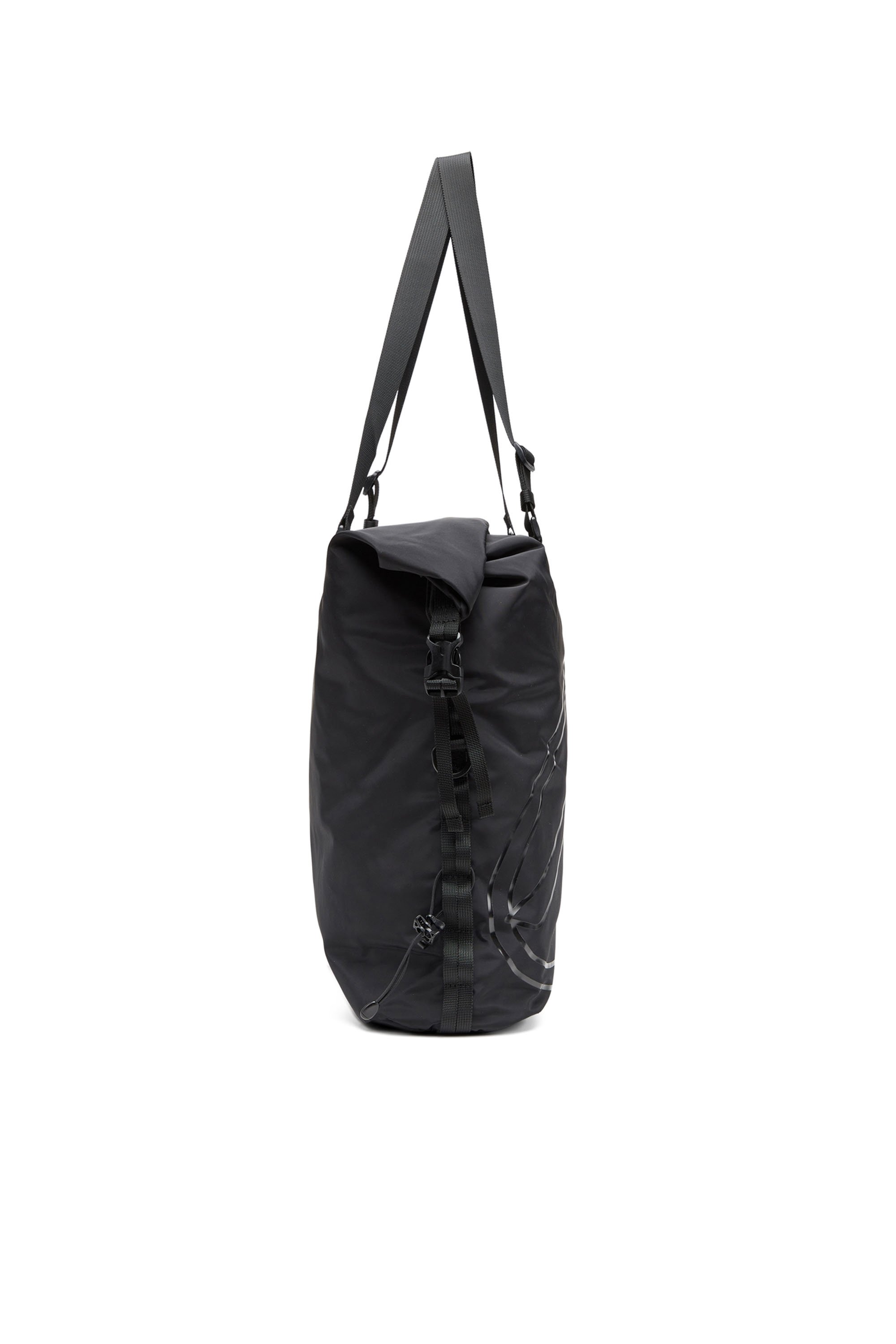 Diesel - DRAPE TOTE, Man's Drape-Nylon roll-top crossbody bag in Black - 3