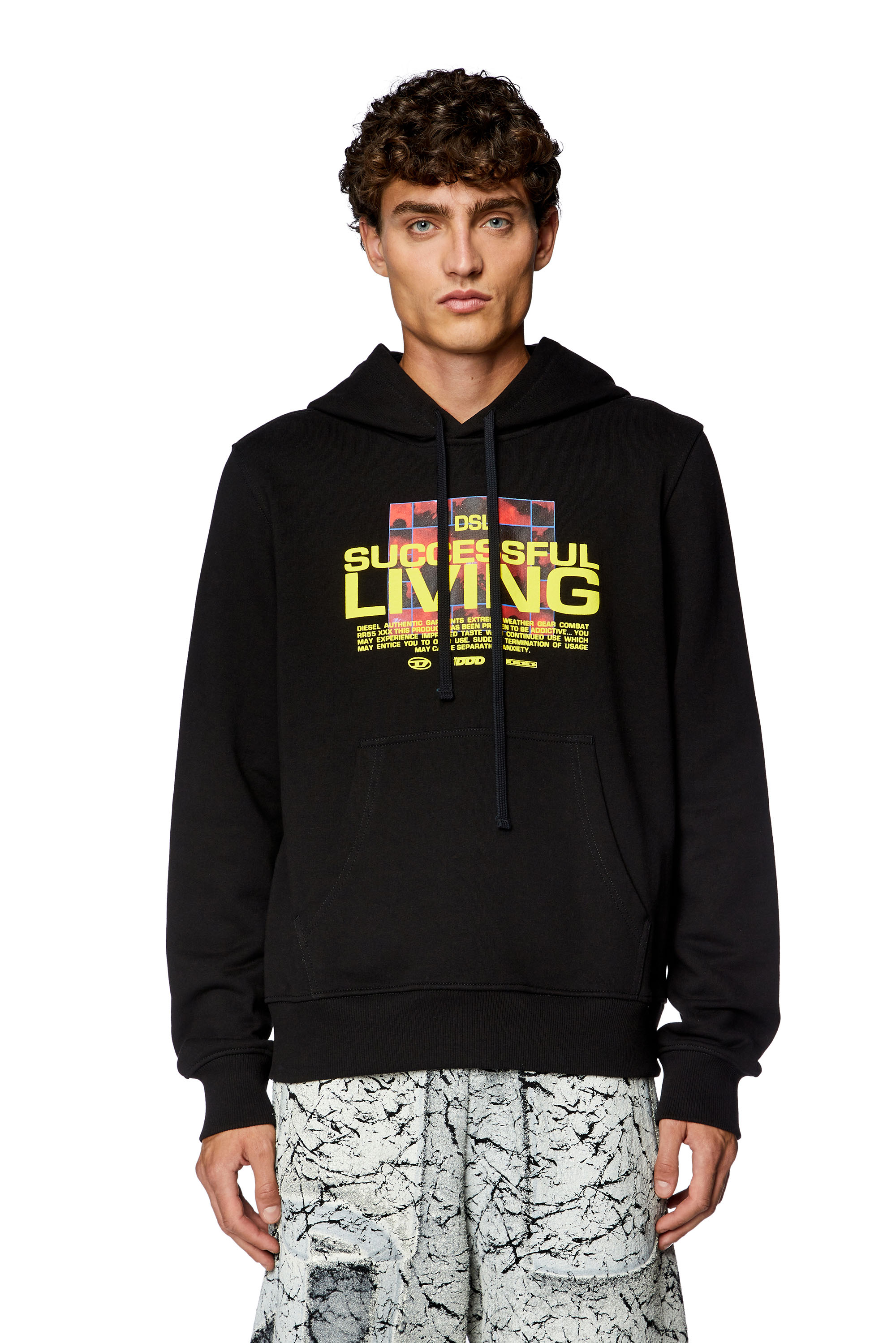 Diesel - S-GINN-HOOD-N1, Man's Hoodie with puffy lettering in Black - 3