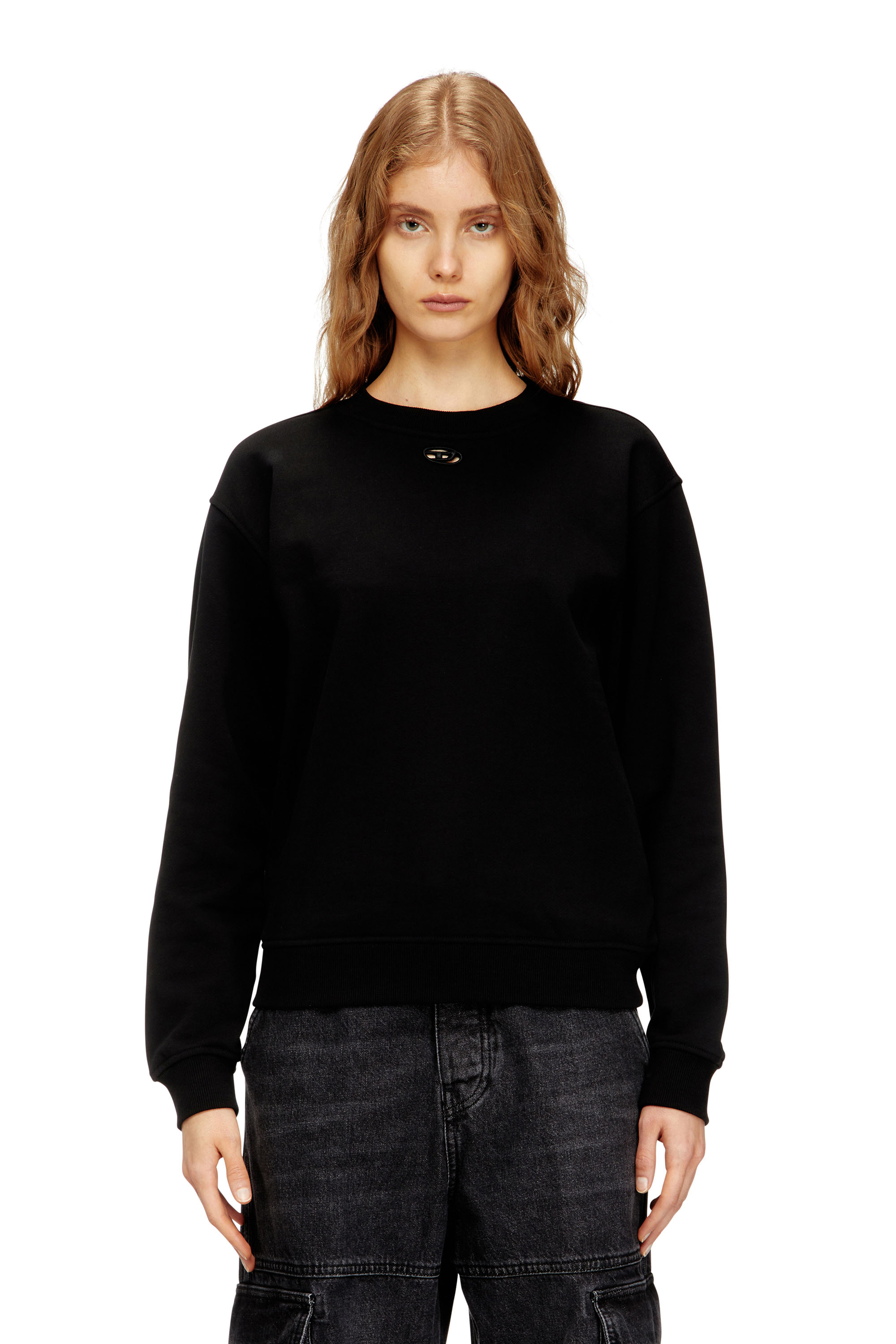 Diesel - F-NORMY-OD, Woman's Cotton sweatshirt with Oval D embroidery in Black - 3