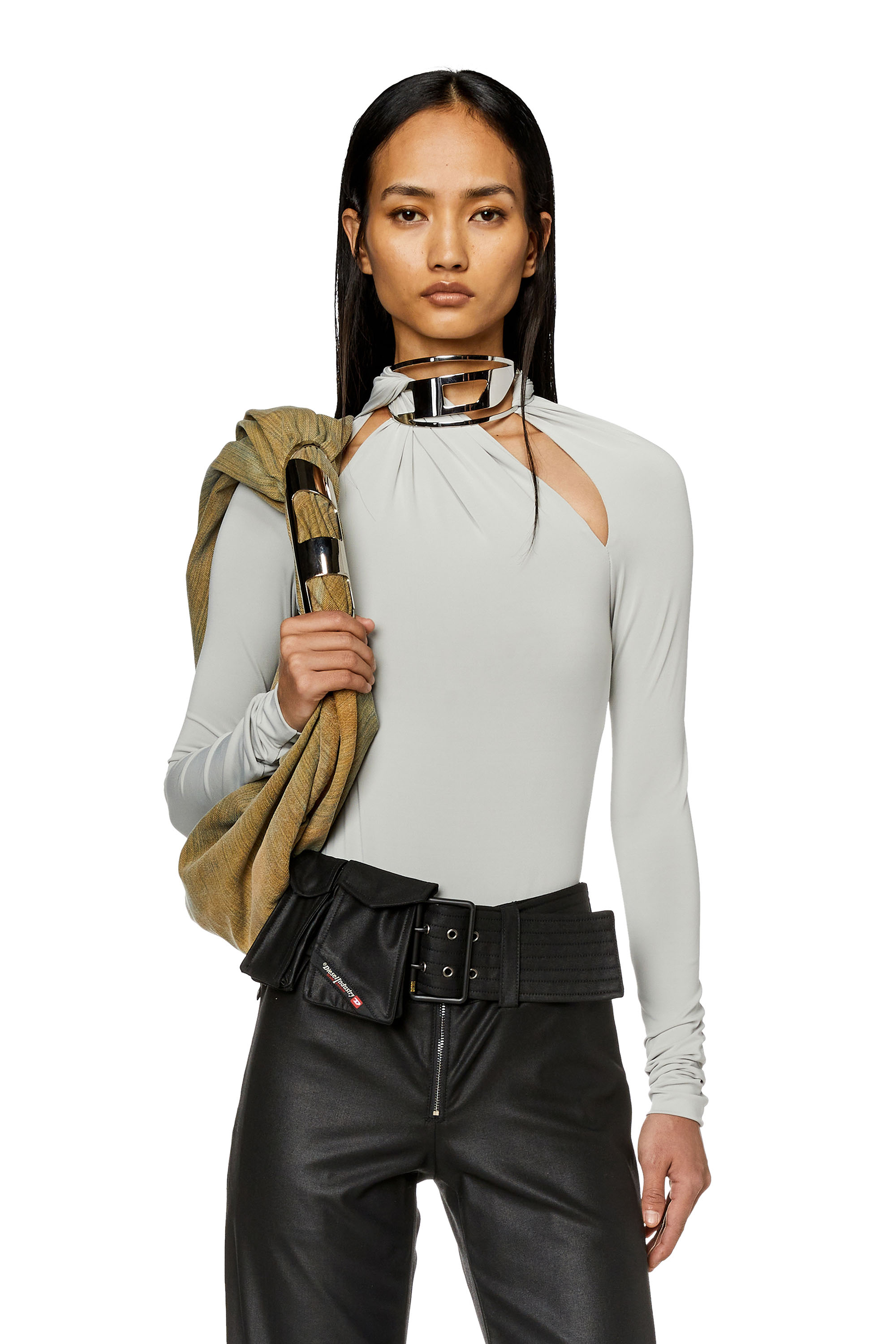 Women's Cut-out bodysuit with choker necklace | Black | Diesel