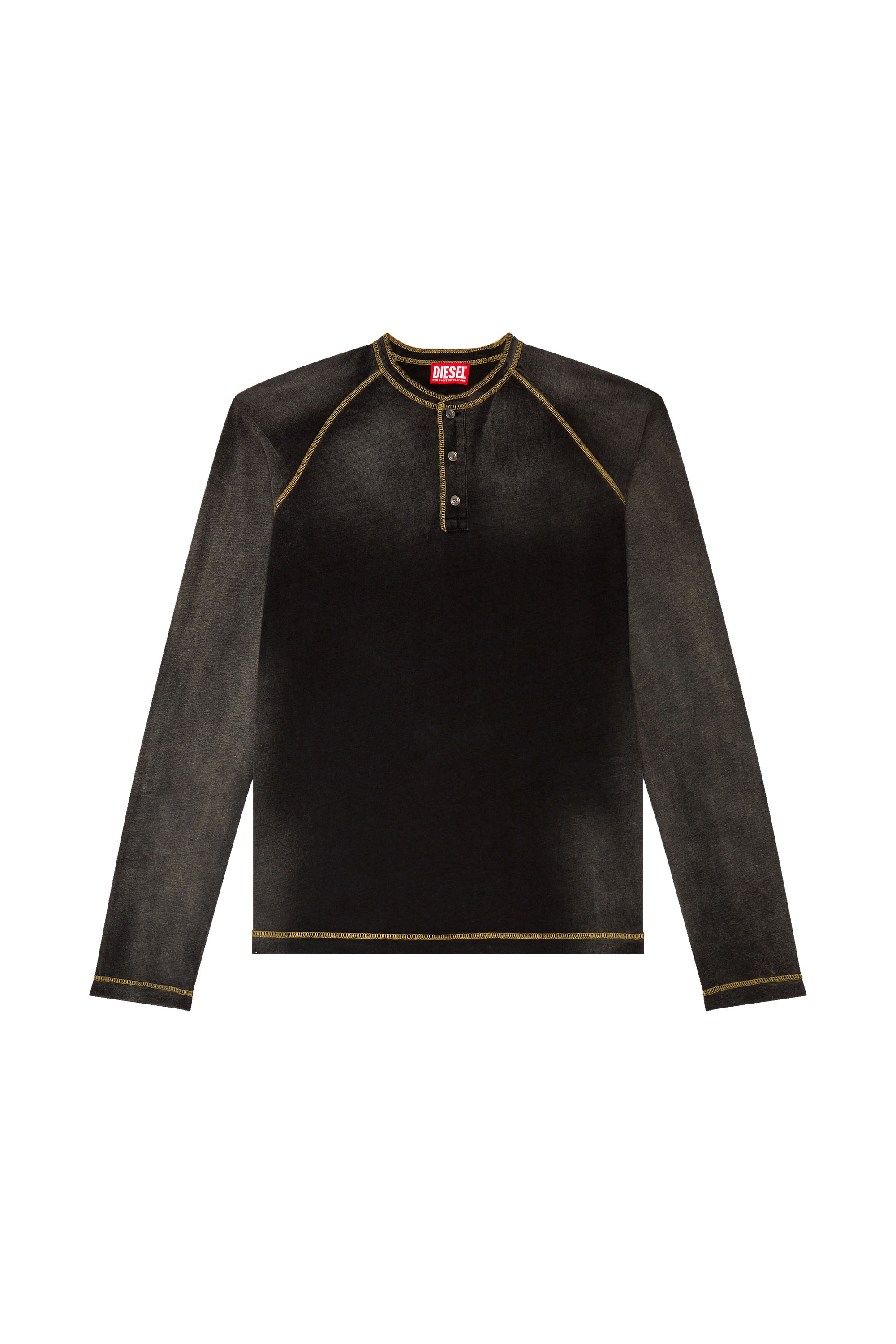 Diesel - T-RISY, Man's Henley T-shirt with sun-faded effect in Black - 2