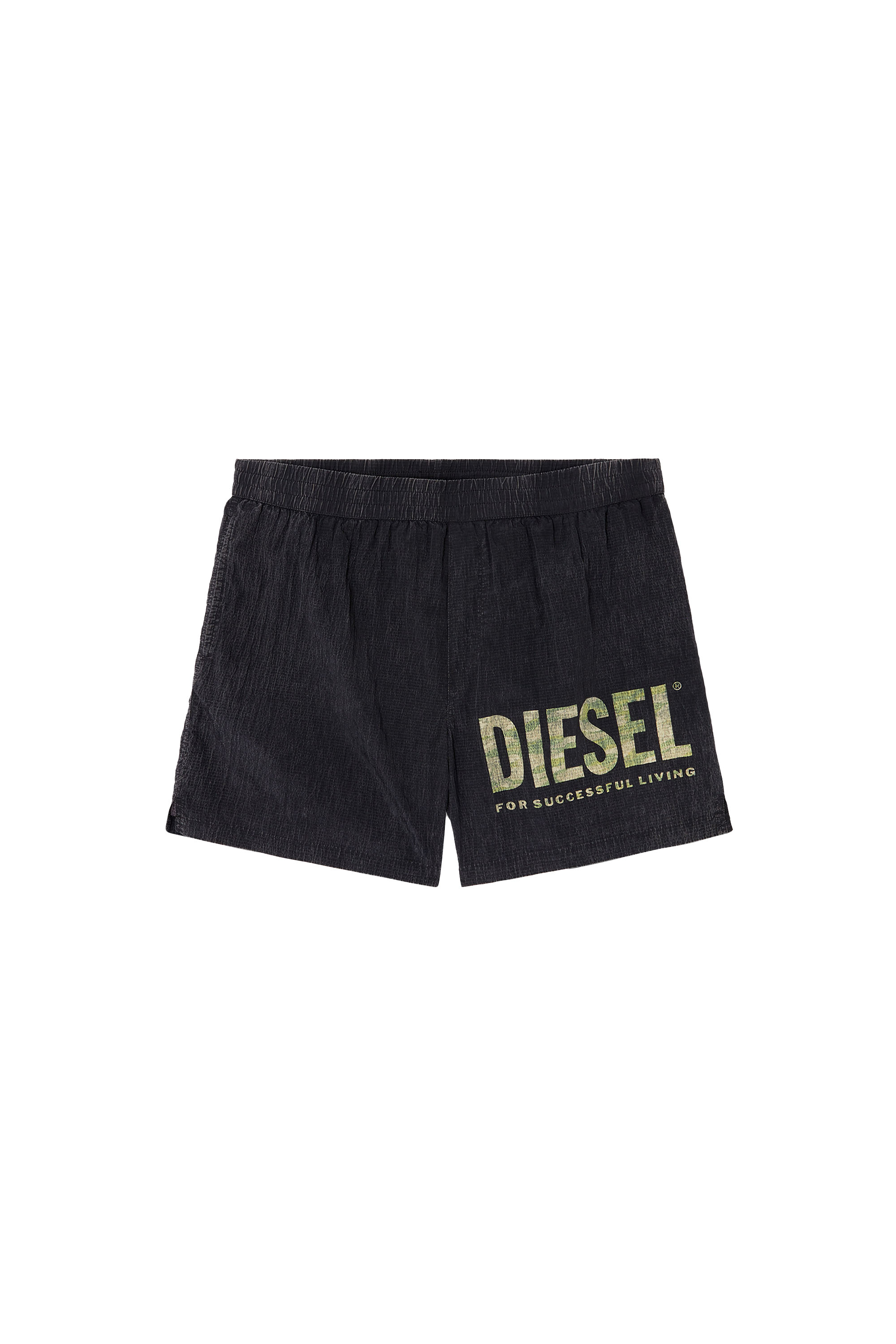 Diesel - RIO-41-UTLT, Man's Mid-length swim shorts in camo ripstop in Black/Green - 3