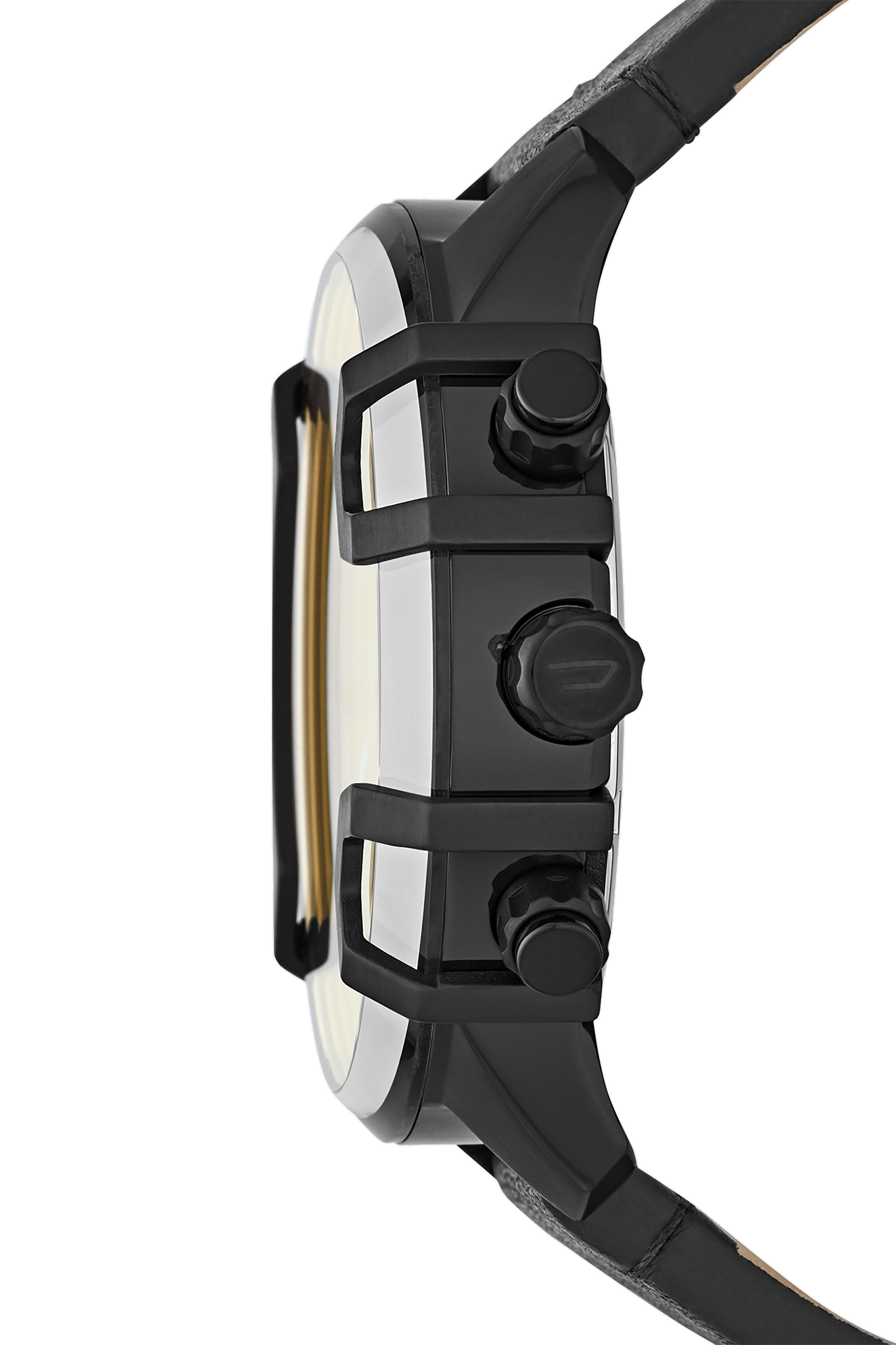 DZ4519 Man: Griffed chronograph black leather watch | Diesel