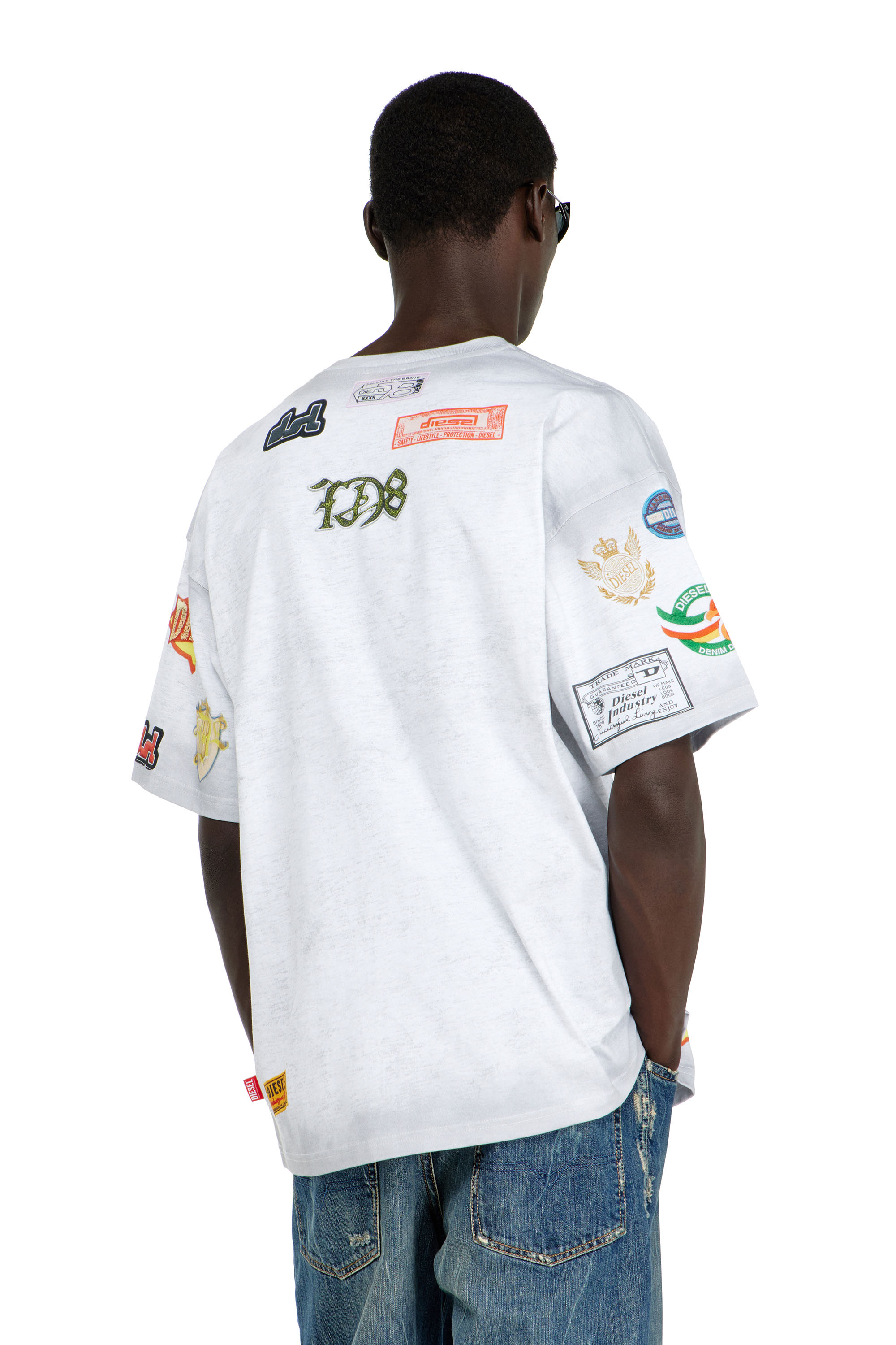 Diesel - T-BOXT-AA6, Man's Cotton T-shirt with all-over patches print in null - 4