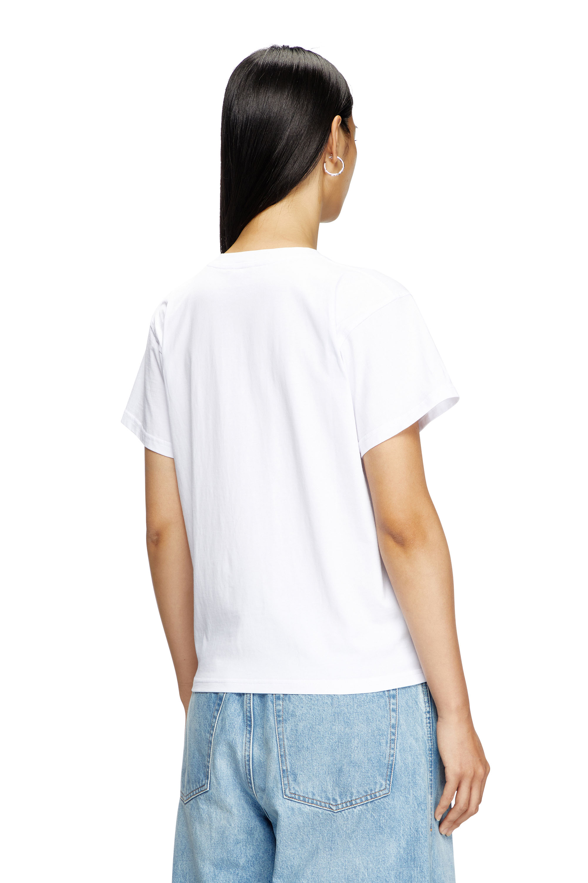 Diesel - T-MAREY, Woman's T-shirt with small Oval D in White - 3