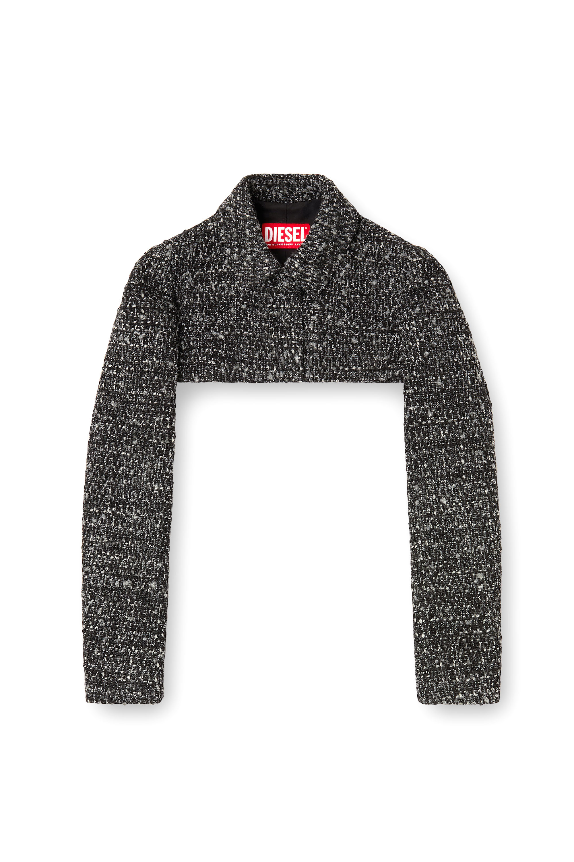 Diesel - G-ANNE, Woman's Bouclé jacket with ultra-crop hem in Black - 3