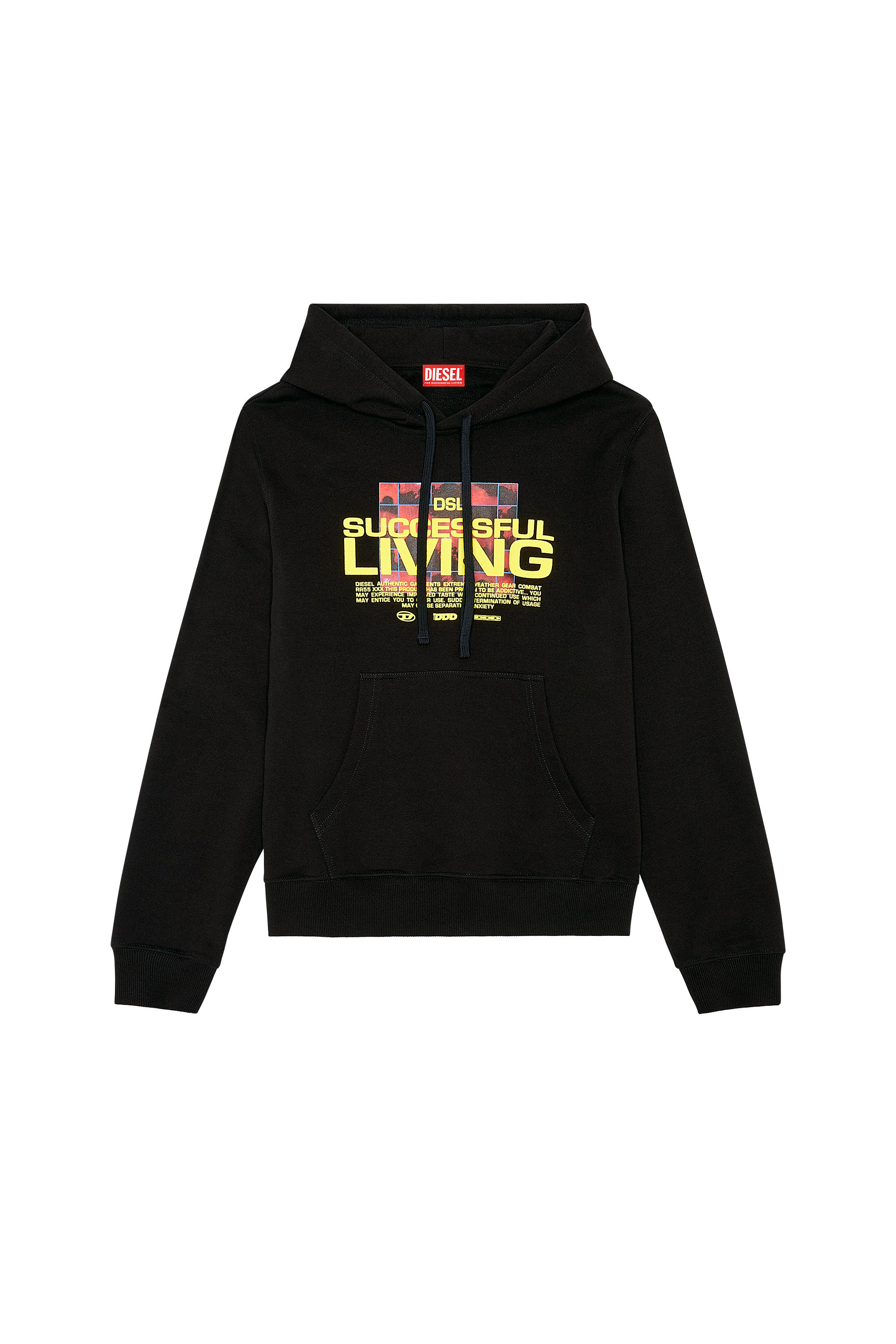 Men's Hoodie with puffy lettering | Black | Diesel